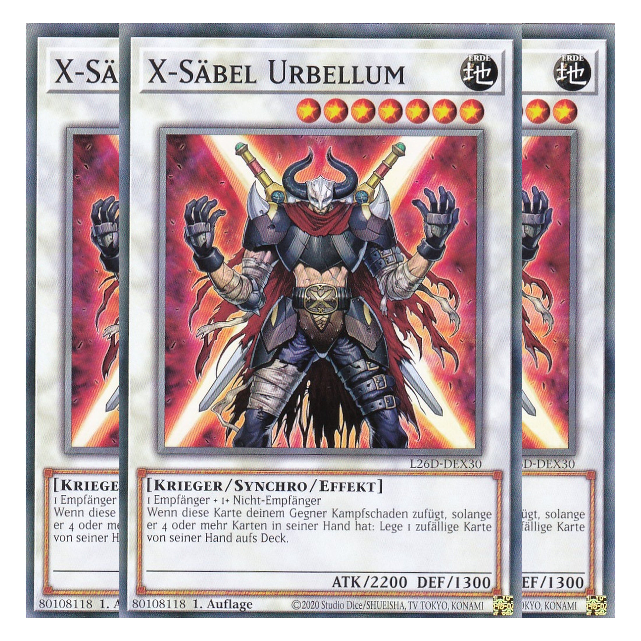 L26D-DEX30 - X-Säbel Urbellum - Common - Deutsch - 1. Auflage - Legendary Modern Decks 2026 - Playset (3 Kopien) - Yu-Gi-Oh! - mit LMS Trading Fieldcenter Karte