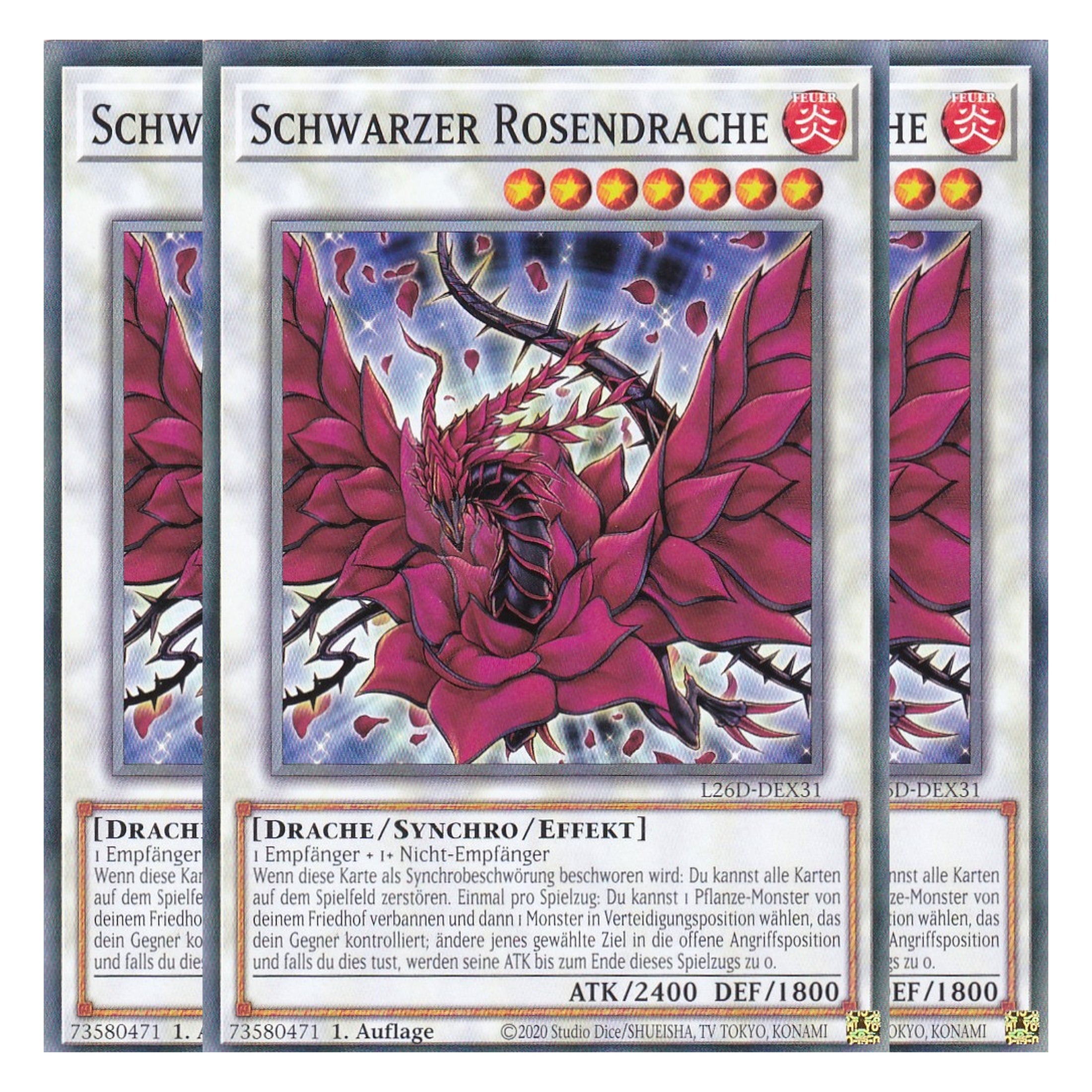 L26D-DEX31 - Schwarzer Rosendrache - Common - Deutsch - 1. Auflage - Legendary Modern Decks 2026 - Playset (3 Kopien) - Yu-Gi-Oh! - mit LMS Trading Fieldcenter Karte