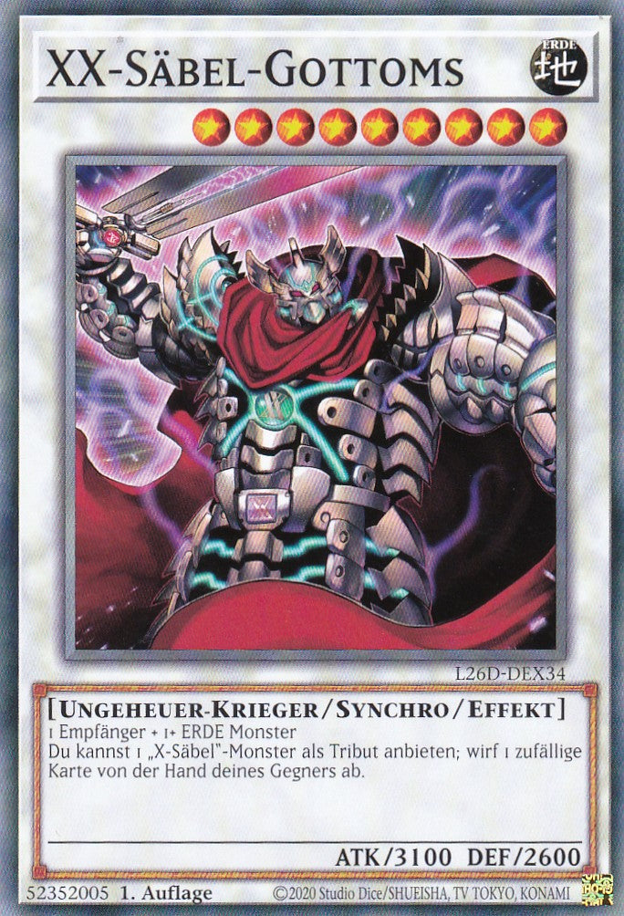 L26D-DEX34 - XX-Säbel-Gottoms - Common - Deutsch - Legendary Modern Decks 2026 - Yu-Gi-Oh! - mit LMS Trading Fieldcenter Karte