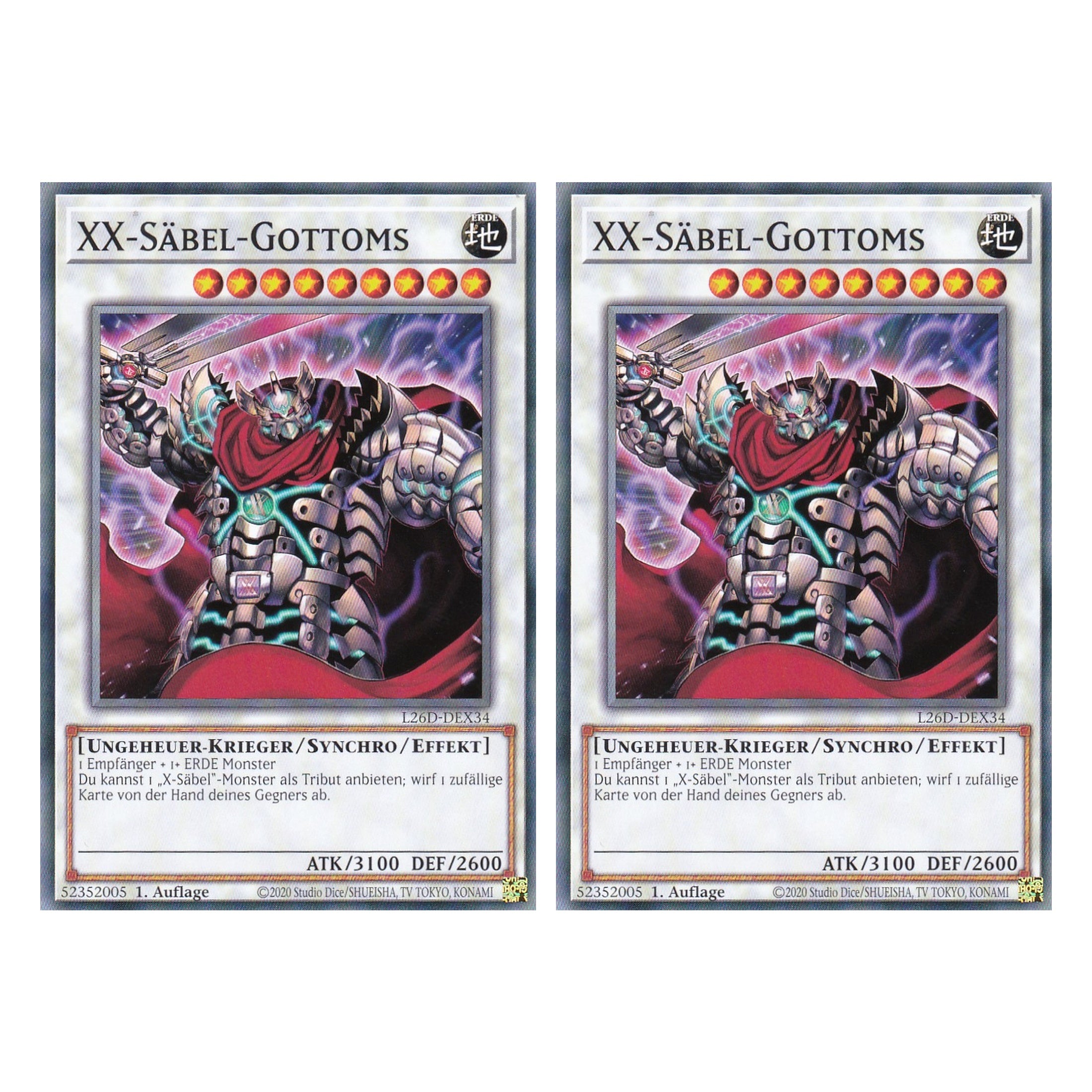 L26D-DEX34 - XX-Säbel-Gottoms - Common - Deutsch - 1. Auflage - Legendary Modern Decks 2026 - Duo Set (2 Stück) - Yu-Gi-Oh! - mit LMS Trading Fieldcenter Karte