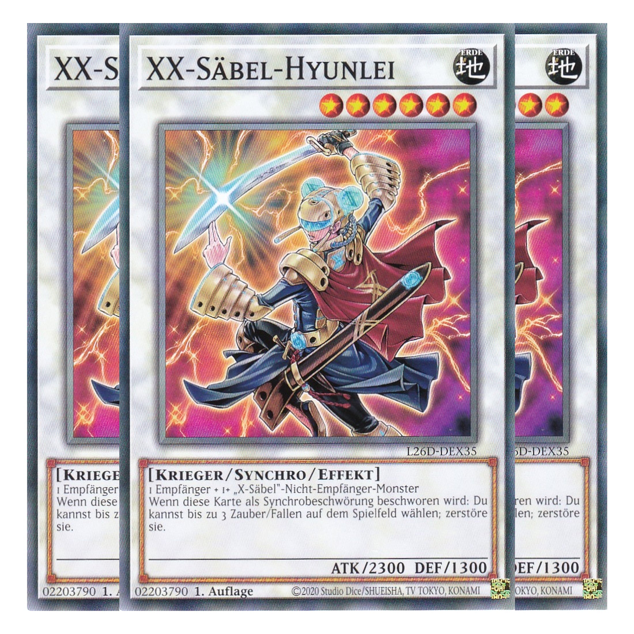 L26D-DEX35 - XX-Säbel-Hyunlei - Common - Deutsch - 1. Auflage - Legendary Modern Decks 2026 - Playset (3 Kopien) - Yu-Gi-Oh! - mit LMS Trading Fieldcenter Karte