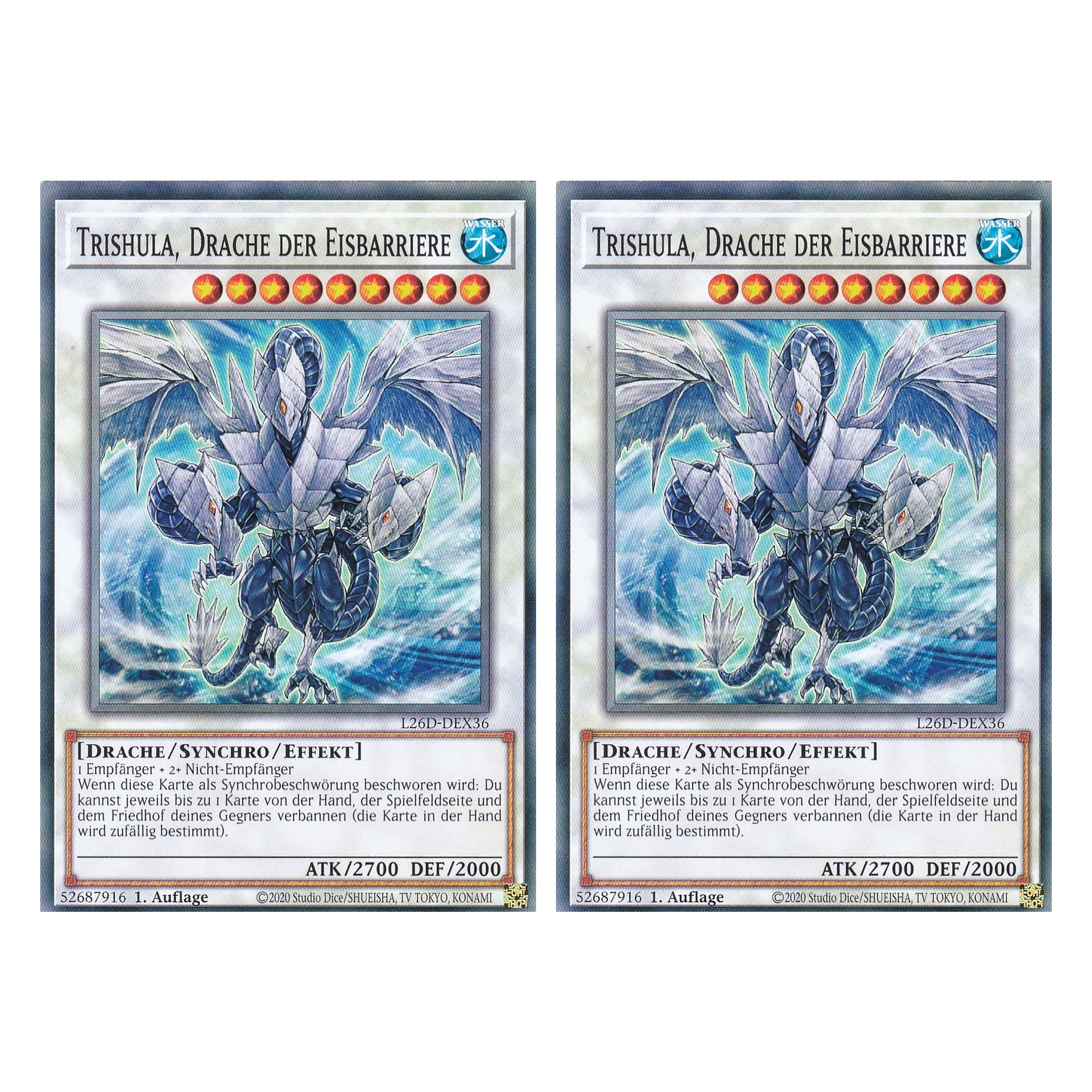 L26D-DEX36 - Trishula, Drache der Eisbarriere - Common - Deutsch - 1. Auflage - Legendary Modern Decks 2026 - Duo Set (2 Stück) - Yu-Gi-Oh! - mit LMS Trading Fieldcenter Karte