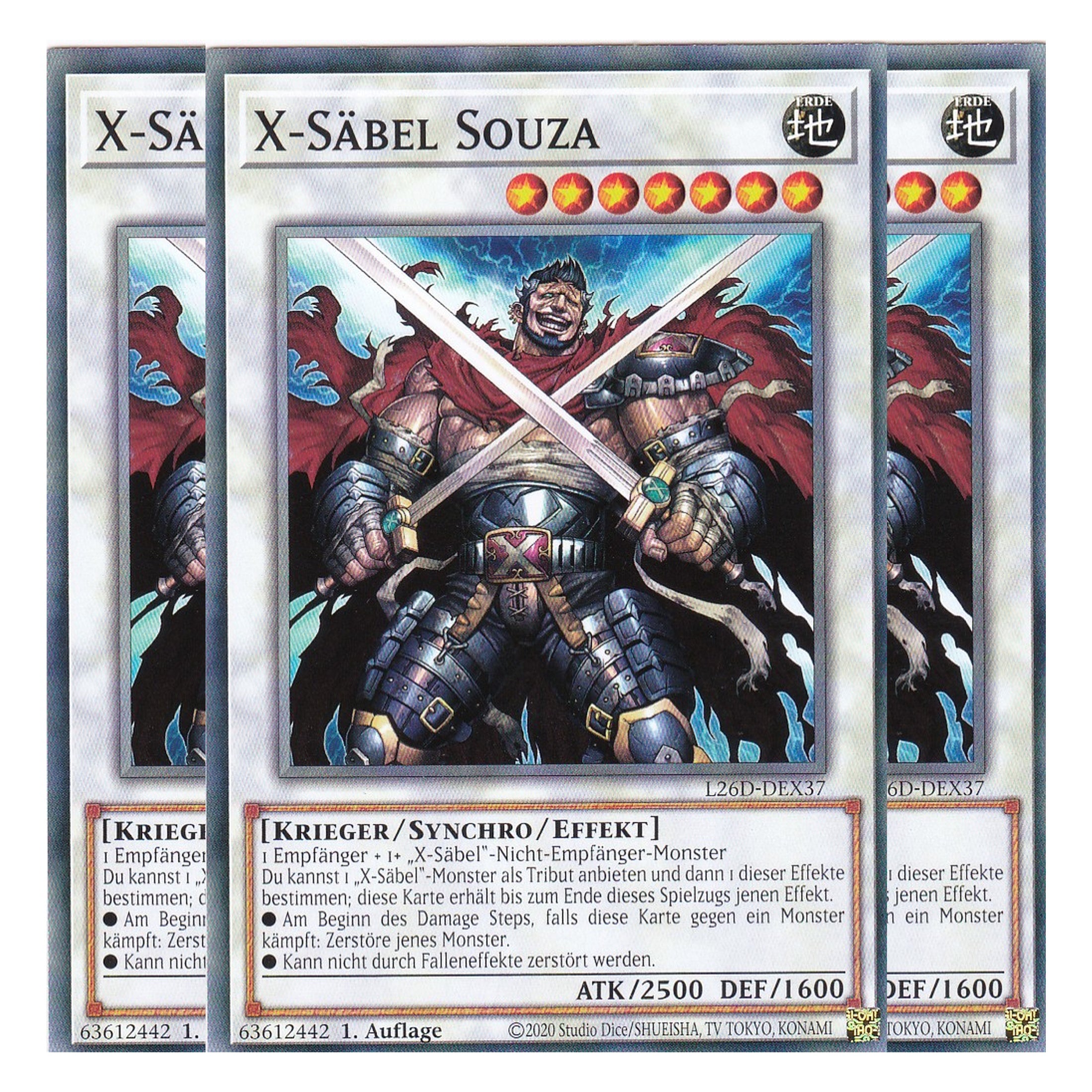 L26D-DEX37 - X-Säbel Souza - Common - Deutsch - 1. Auflage - Legendary Modern Decks 2026 - Playset (3 Kopien) - Yu-Gi-Oh! - mit LMS Trading Fieldcenter Karte