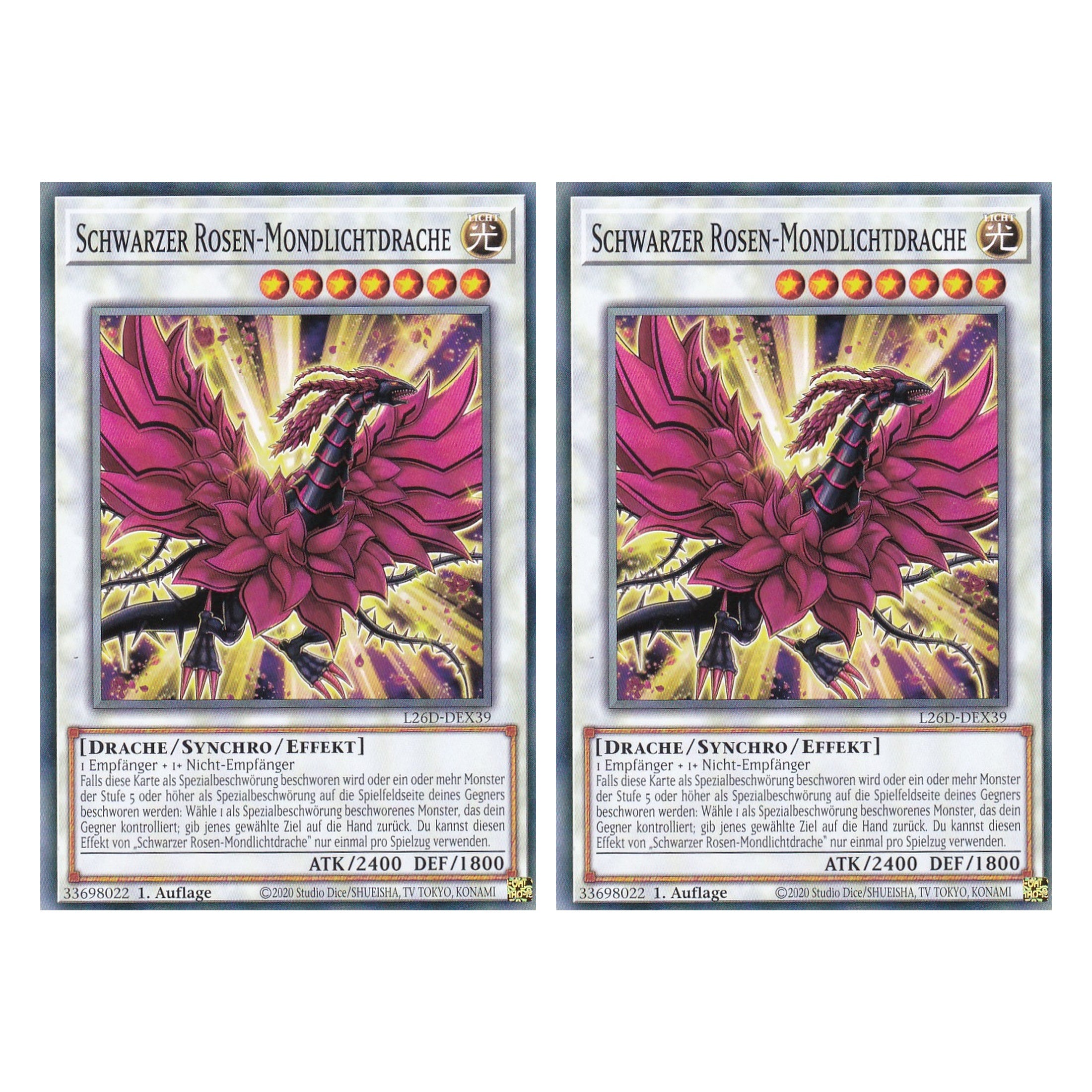 L26D-DEX39 - Schwarzer Rosen-Mondlichtdrache - Common - Deutsch - 1. Auflage - Legendary Modern Decks 2026 - Duo Set (2 Stück) - Yu-Gi-Oh! - mit LMS Trading Fieldcenter Karte