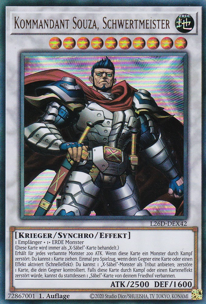 L26D-DEX42 - Kommandant Souza, Schwertmeister - Ultra Rare - Deutsch - Legendary Modern Decks 2026 - Yu-Gi-Oh! - mit LMS Trading Fieldcenter Karte