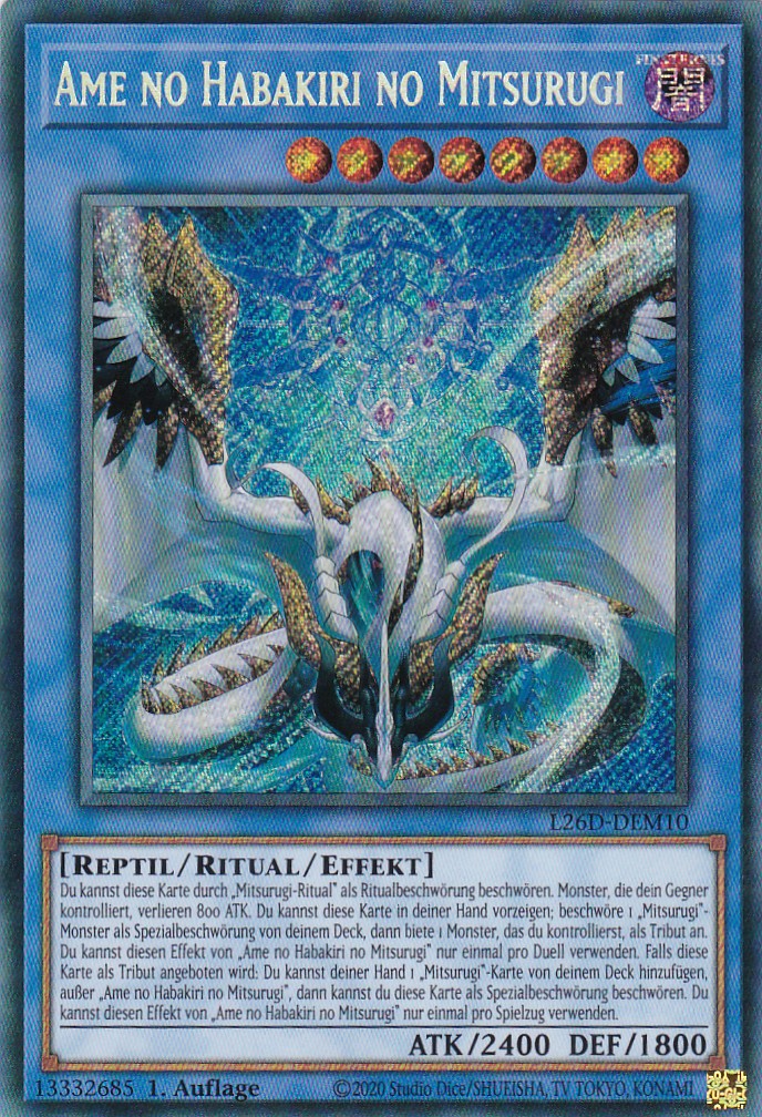 L26D-DEM10 - Ame no Habakiri no Mitsurugi - Secret Rare - Deutsch - Legendary Modern Decks 2026 - Yu-Gi-Oh! - mit LMS Trading Fieldcenter Karte