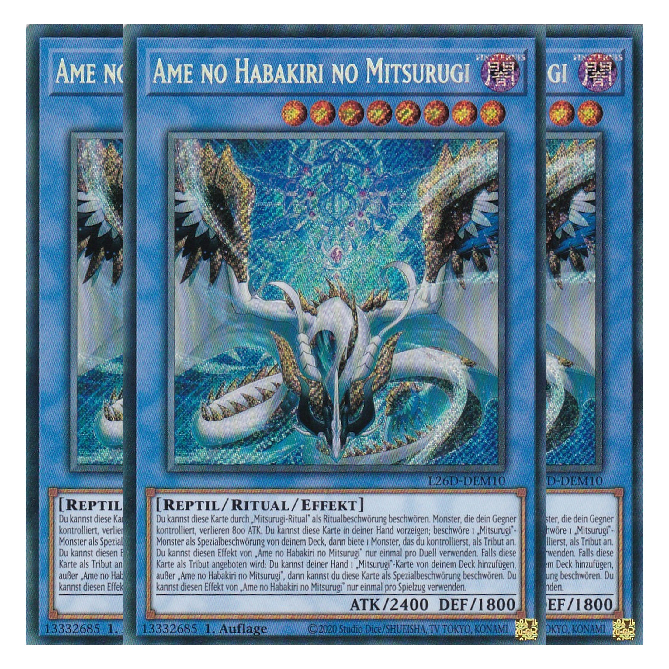 L26D-DEM10 - Ame no Habakiri no Mitsurugi - Secret Rare - Deutsch - 1. Auflage - Legendary Modern Decks 2026 - Playset (3 Kopien) - Yu-Gi-Oh! - mit LMS Trading Fieldcenter Karte
