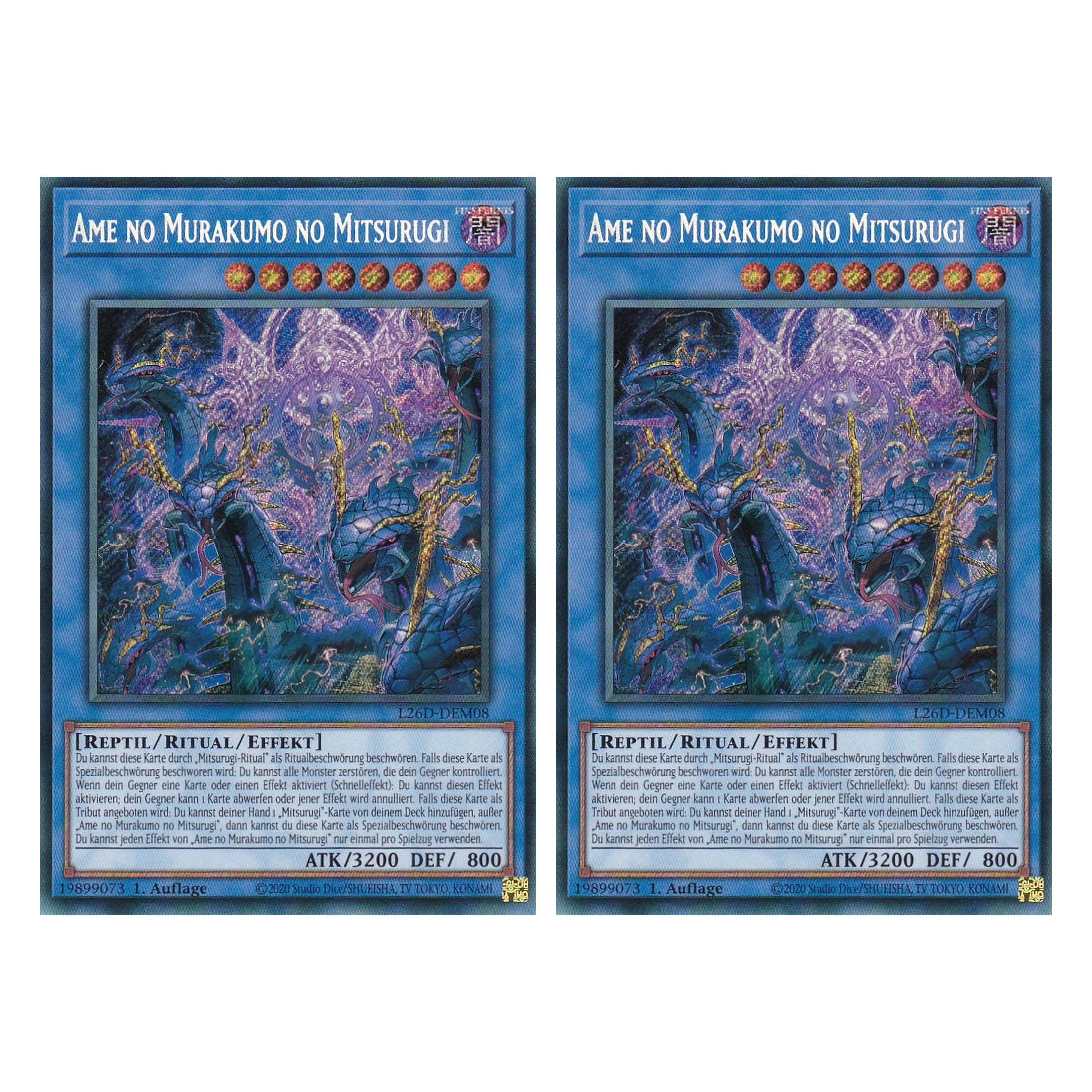 L26D-DEM08 - Ame no Murakumo no Mitsurugi - Secret Rare - Deutsch - 1. Auflage - Legendary Modern Decks 2026 - Duo Set (2 Stück) - Yu-Gi-Oh! - mit LMS Trading Fieldcenter Karte