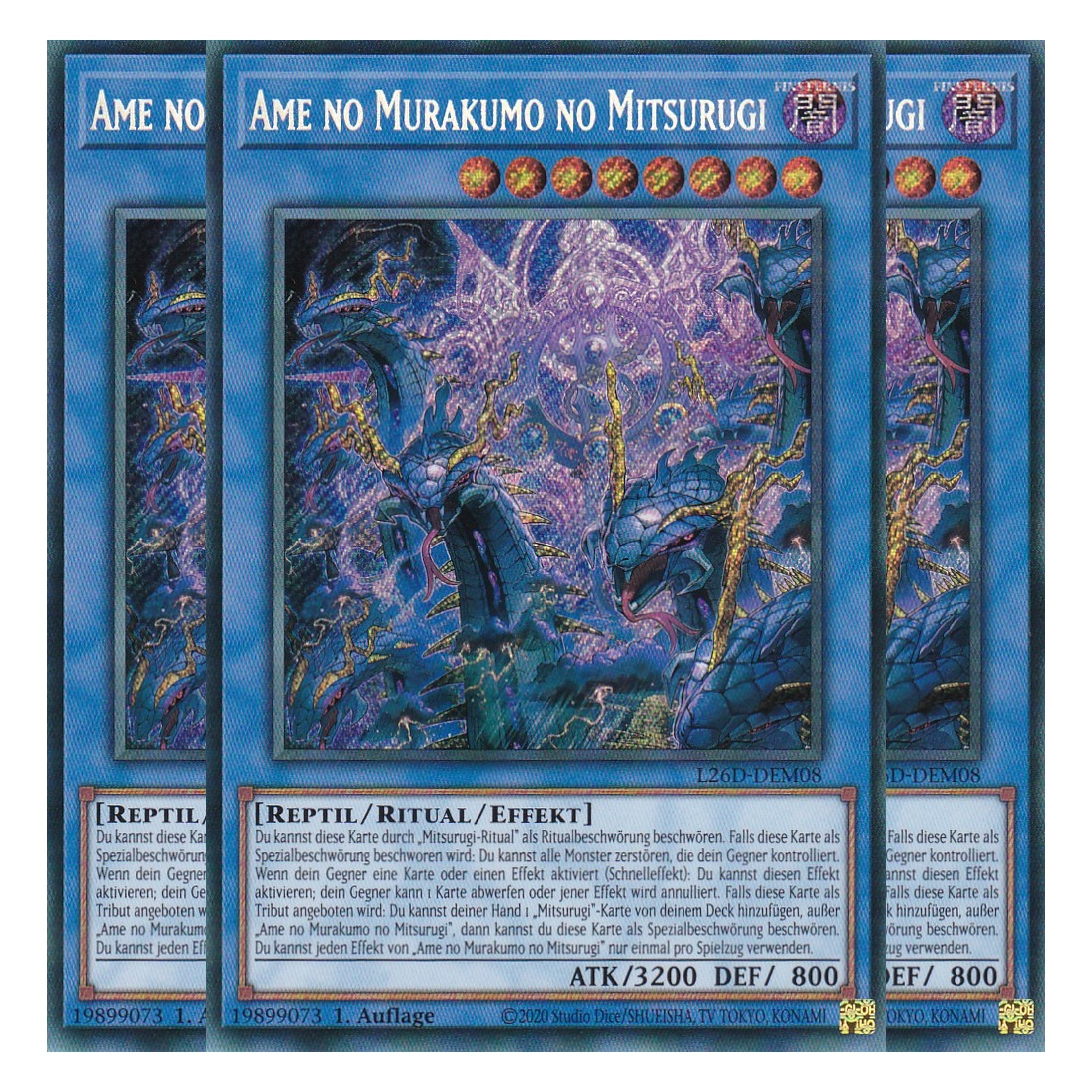 L26D-DEM08 - Ame no Murakumo no Mitsurugi - Secret Rare - Deutsch - 1. Auflage - Legendary Modern Decks 2026 - Playset (3 Kopien) - Yu-Gi-Oh! - mit LMS Trading Fieldcenter Karte