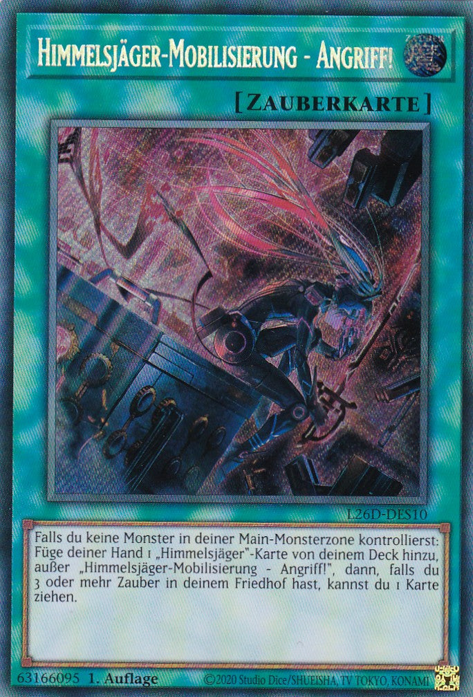 L26D-DES10 - Himmelsjäger-Mobilisierung - Angriff! - Secret Rare - Deutsch - Legendary Modern Decks 2026 - Yu-Gi-Oh! - mit LMS Trading Fieldcenter Karte