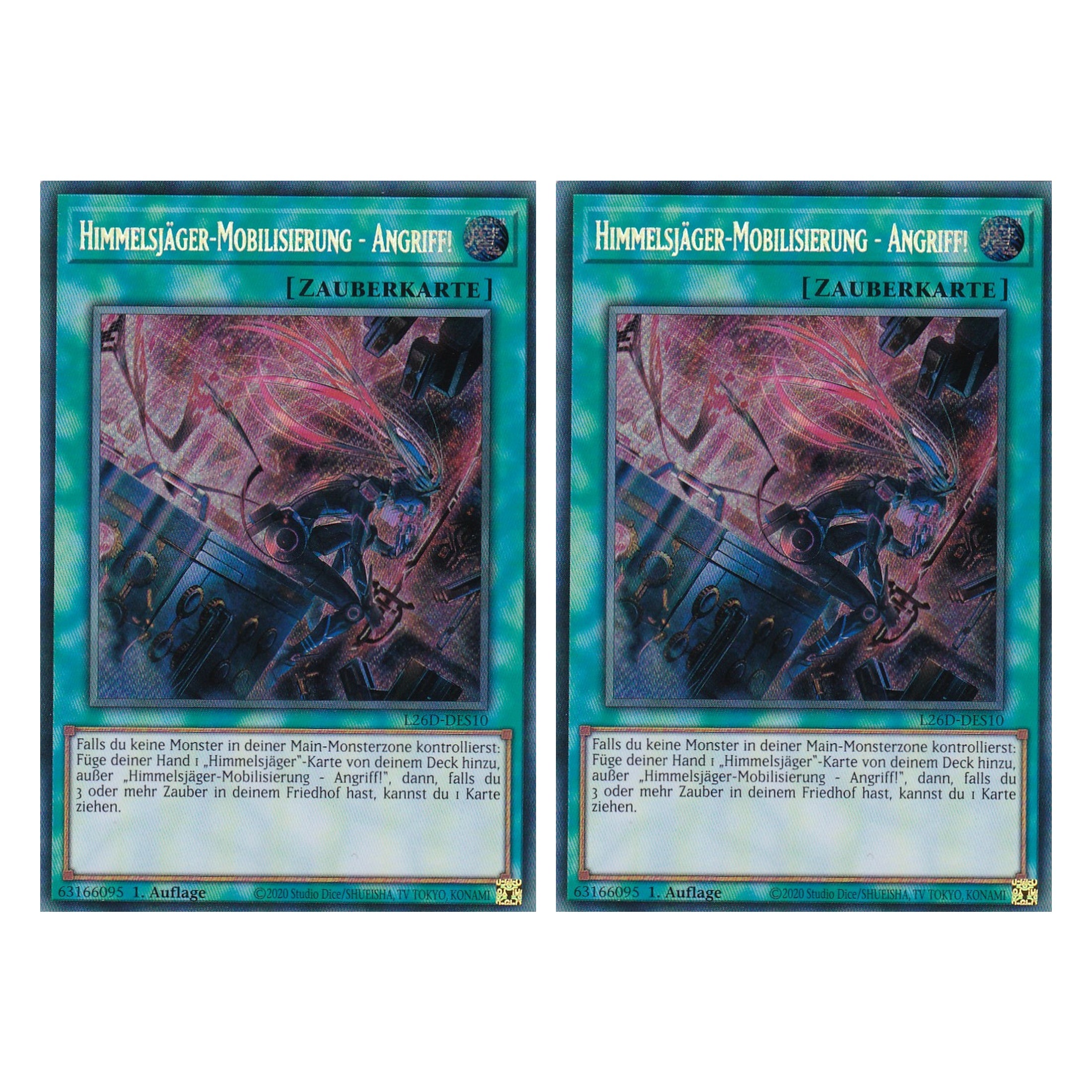 L26D-DES10 - Himmelsjäger-Mobilisierung - Angriff! - Secret Rare - Deutsch - 1. Auflage - Legendary Modern Decks 2026 - Duo Set (2 Stück) - Yu-Gi-Oh! - mit LMS Trading Fieldcenter Karte