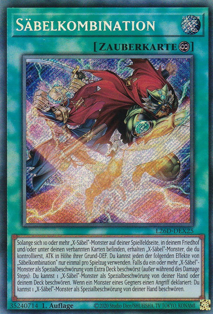 L26D-DEX25 - Säbelkombination - Secret Rare - Deutsch - Legendary Modern Decks 2026 - Yu-Gi-Oh! - mit LMS Trading Fieldcenter Karte
