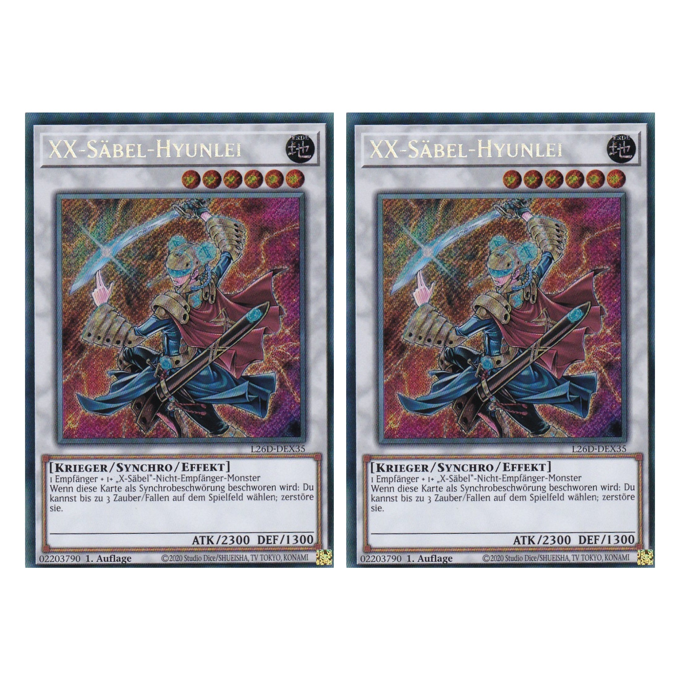 L26D-DEX35 - XX-Säbel-Hyunlei - Secret Rare - Deutsch - 1. Auflage - Legendary Modern Decks 2026 - Duo Set (2 Stück) - Yu-Gi-Oh! - mit LMS Trading Fieldcenter Karte