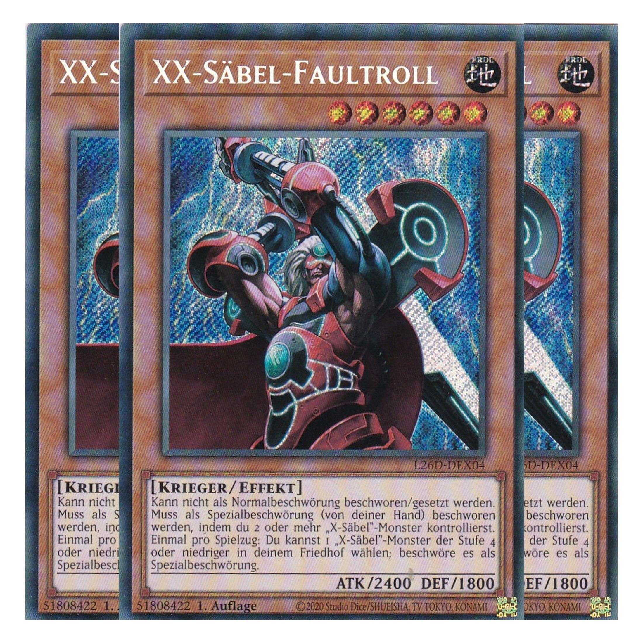 L26D-DEX04 - XX-Saber Faultroll - Secret Rare - Deutsch - 1. Auflage - Legendary Modern Decks 2026 - Playset (3 Kopien) - Yu-Gi-Oh! - mit LMS Trading Fieldcenter Karte