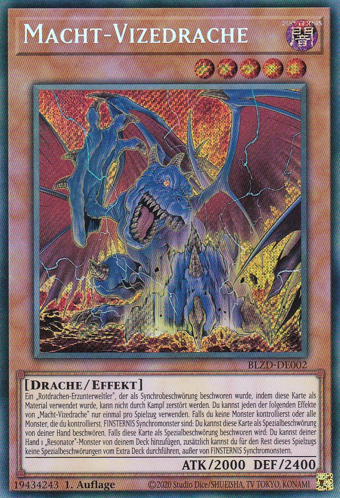 Macht-Vizedrachen - Secret Rare - Deutsch - BLZD-DE002 - 1. Auflage - Blazing Dominion - Yu-Gi-Oh!