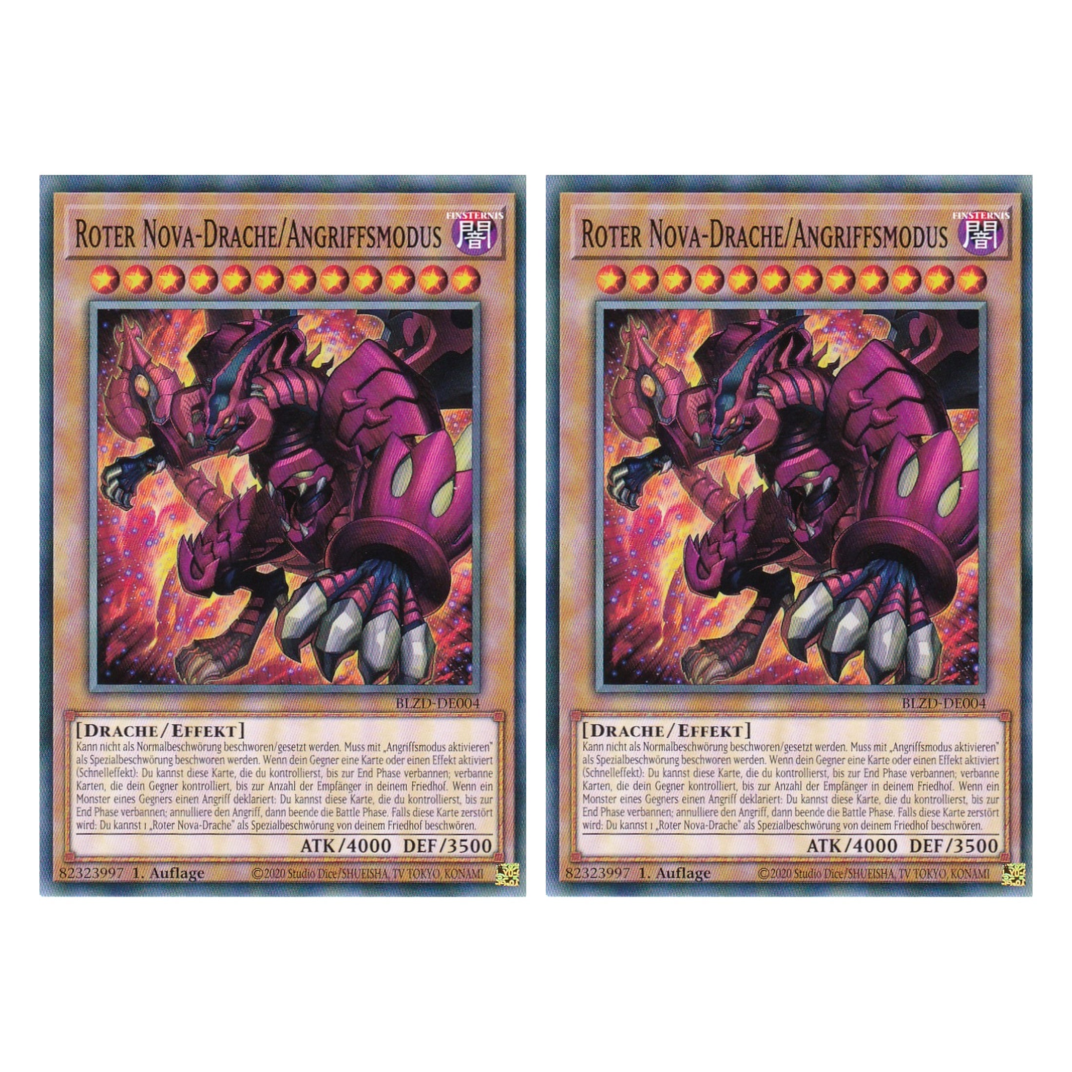 Roter Nova-Drache/Angriffsmodus  - Common - Deutsch - BLZD-DE004 - 1. Auflage - Blazing Dominion - Duo Set (2 Stück) - Yu-Gi-Oh!