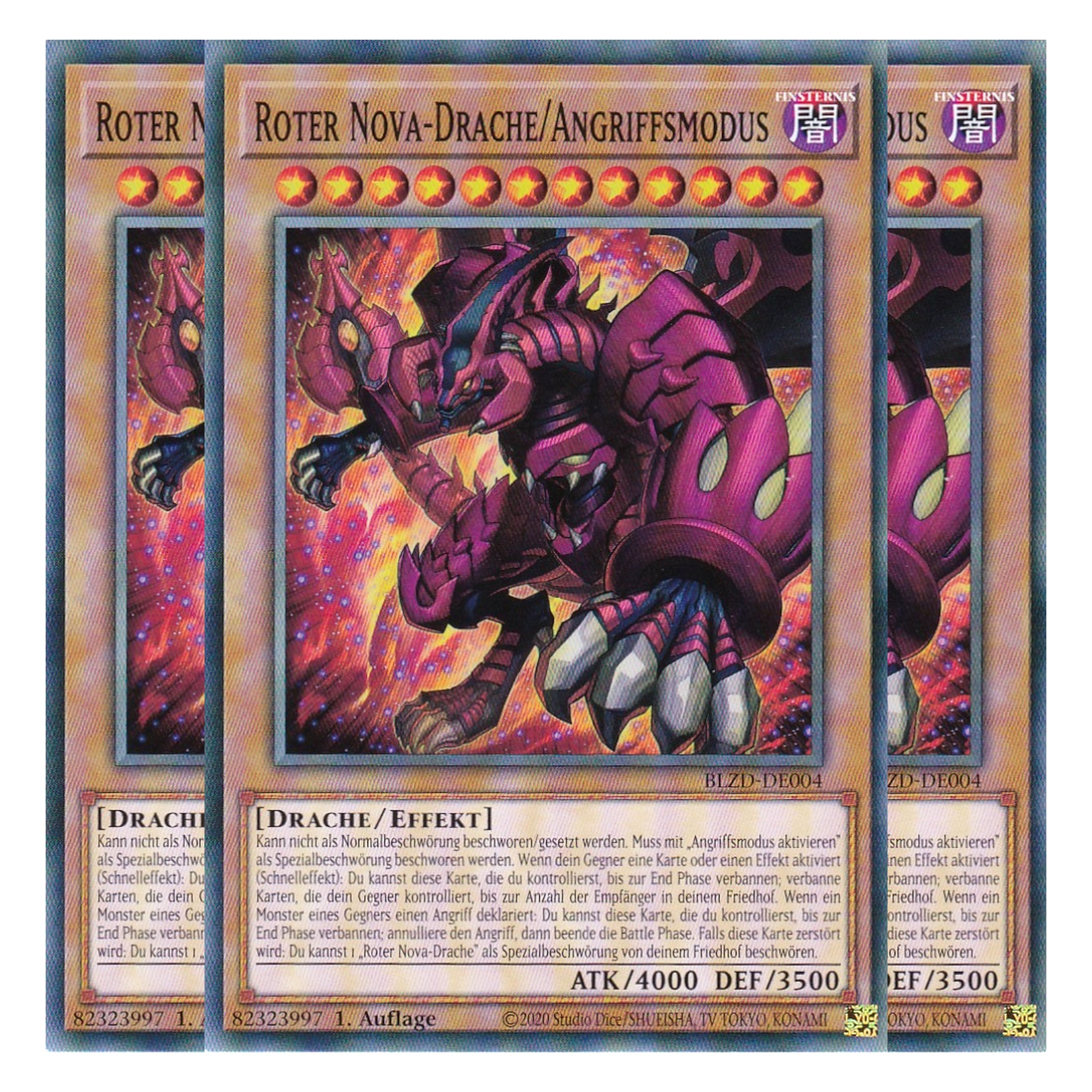 Roter Nova-Drache/Angriffsmodus  - Common - Deutsch - BLZD-DE004 - 1. Auflage - Blazing Dominion - Playset (3 Kopien) - Yu-Gi-Oh!