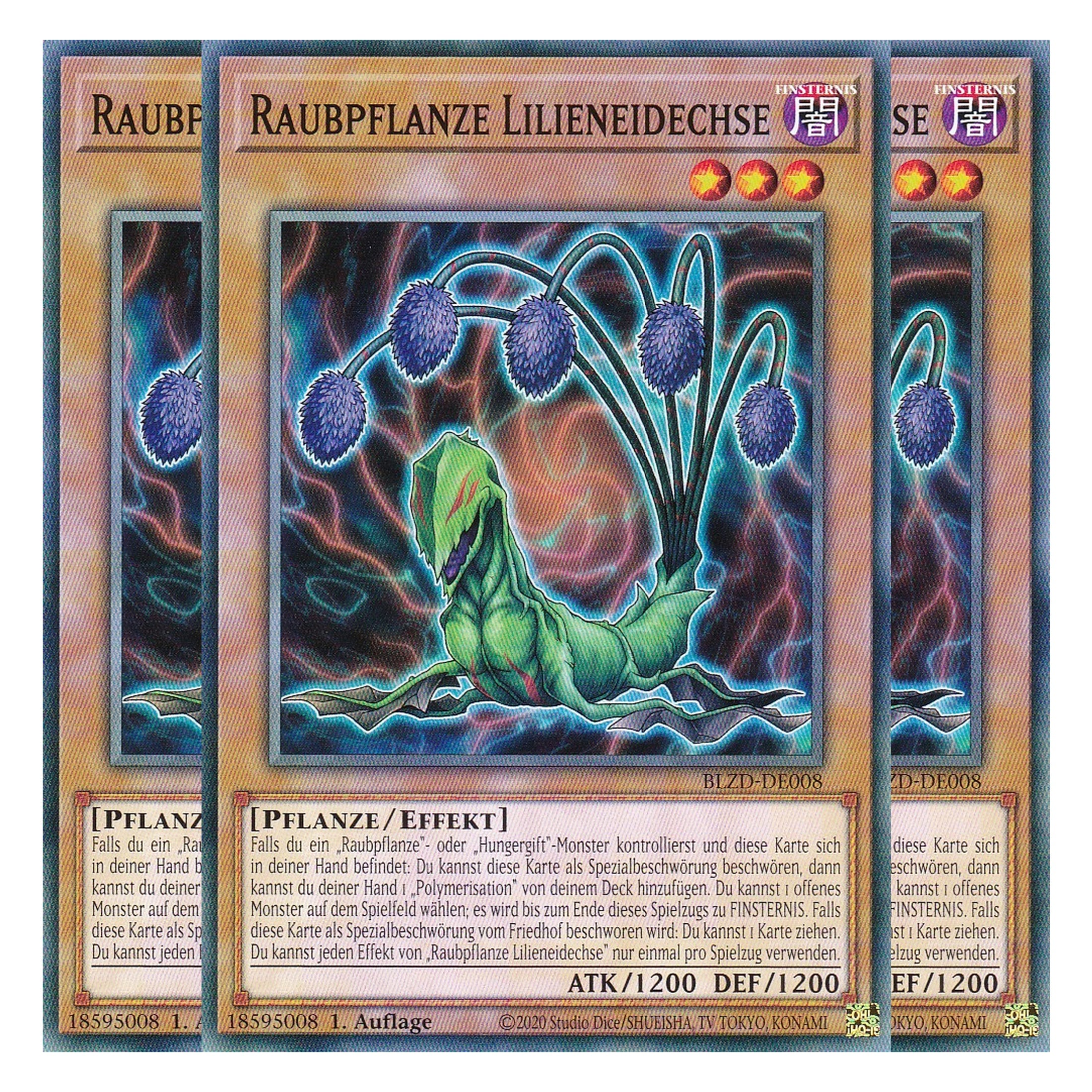 Raubpflanze Lilieneidechse  - Common - Deutsch - BLZD-DE008 - 1. Auflage - Blazing Dominion - Playset (3 Kopien) - Yu-Gi-Oh!