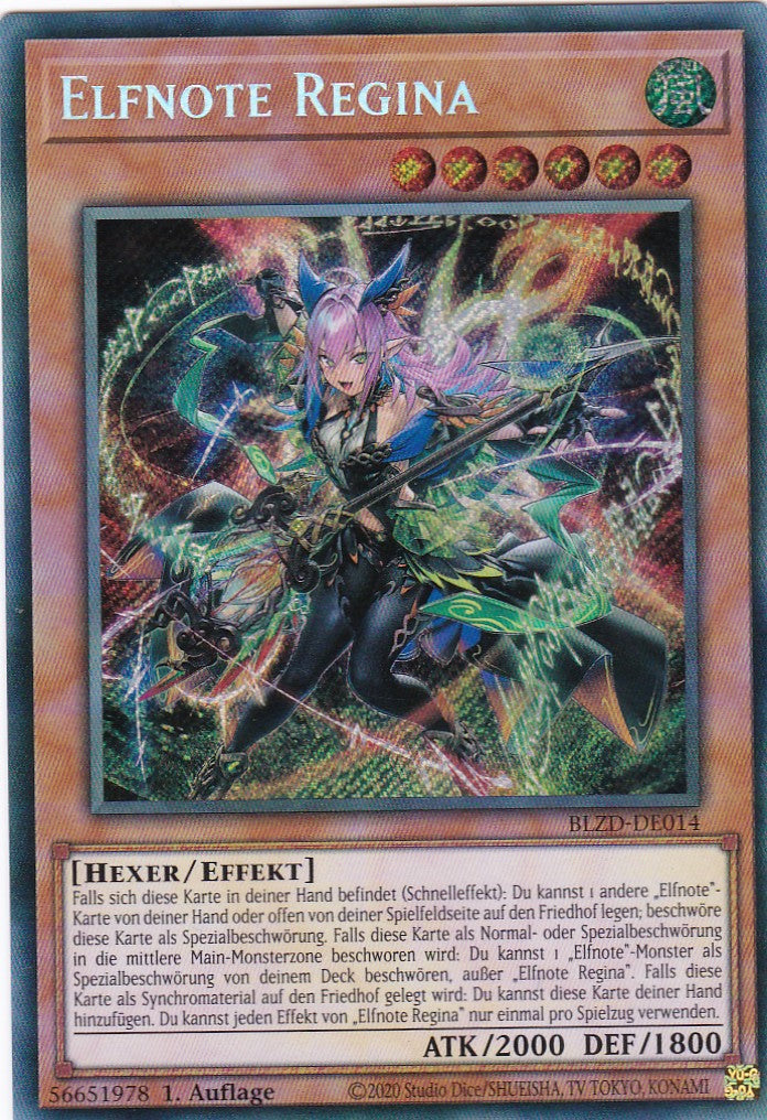 Elfnote Regina  - Secret Rare - Deutsch - BLZD-DE014 - 1. Auflage - Blazing Dominion - Yu-Gi-Oh!