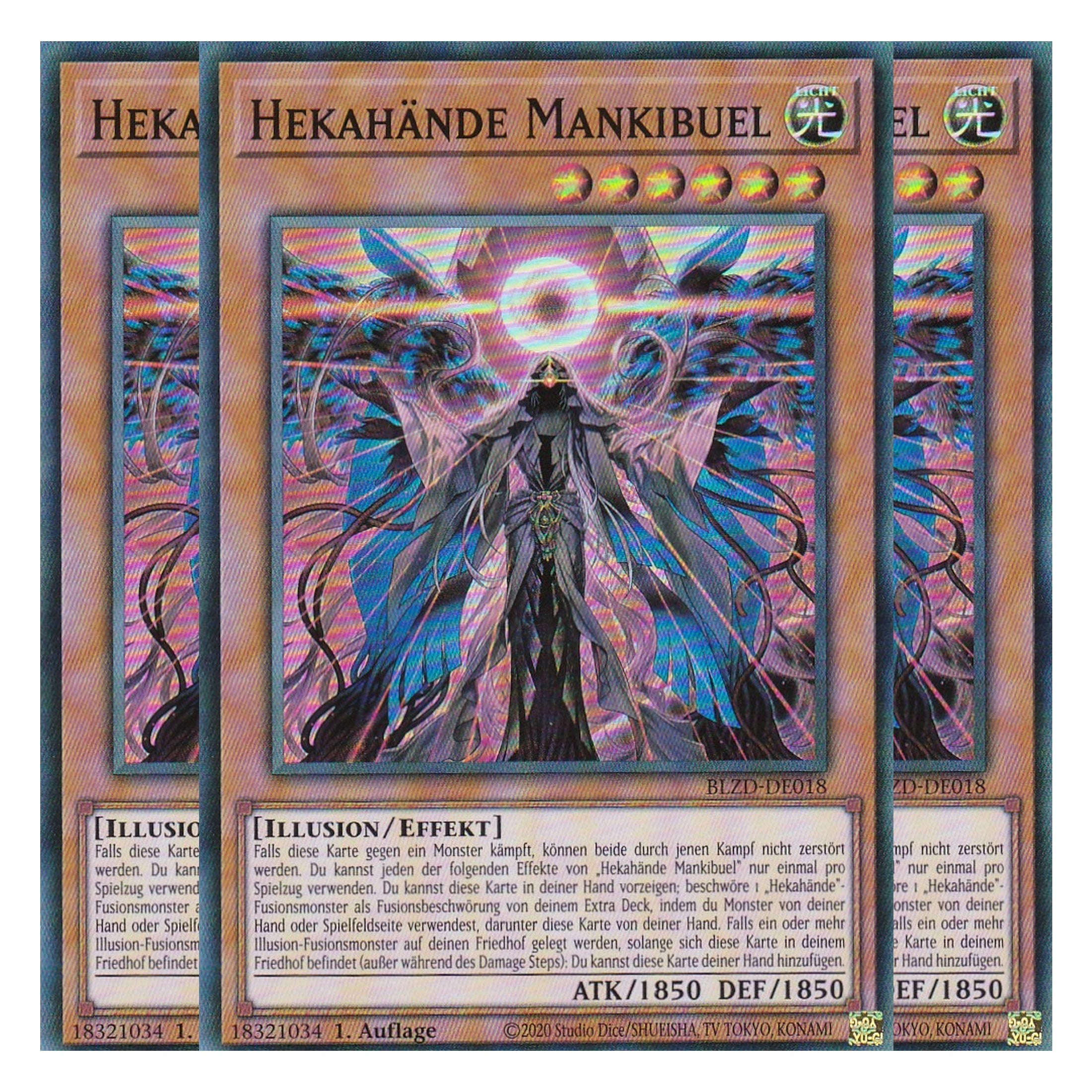 Hekahände Mankibuel  - Super Rare - Deutsch - BLZD-DE018 - 1. Auflage - Blazing Dominion - Playset (3 Kopien) - Yu-Gi-Oh!