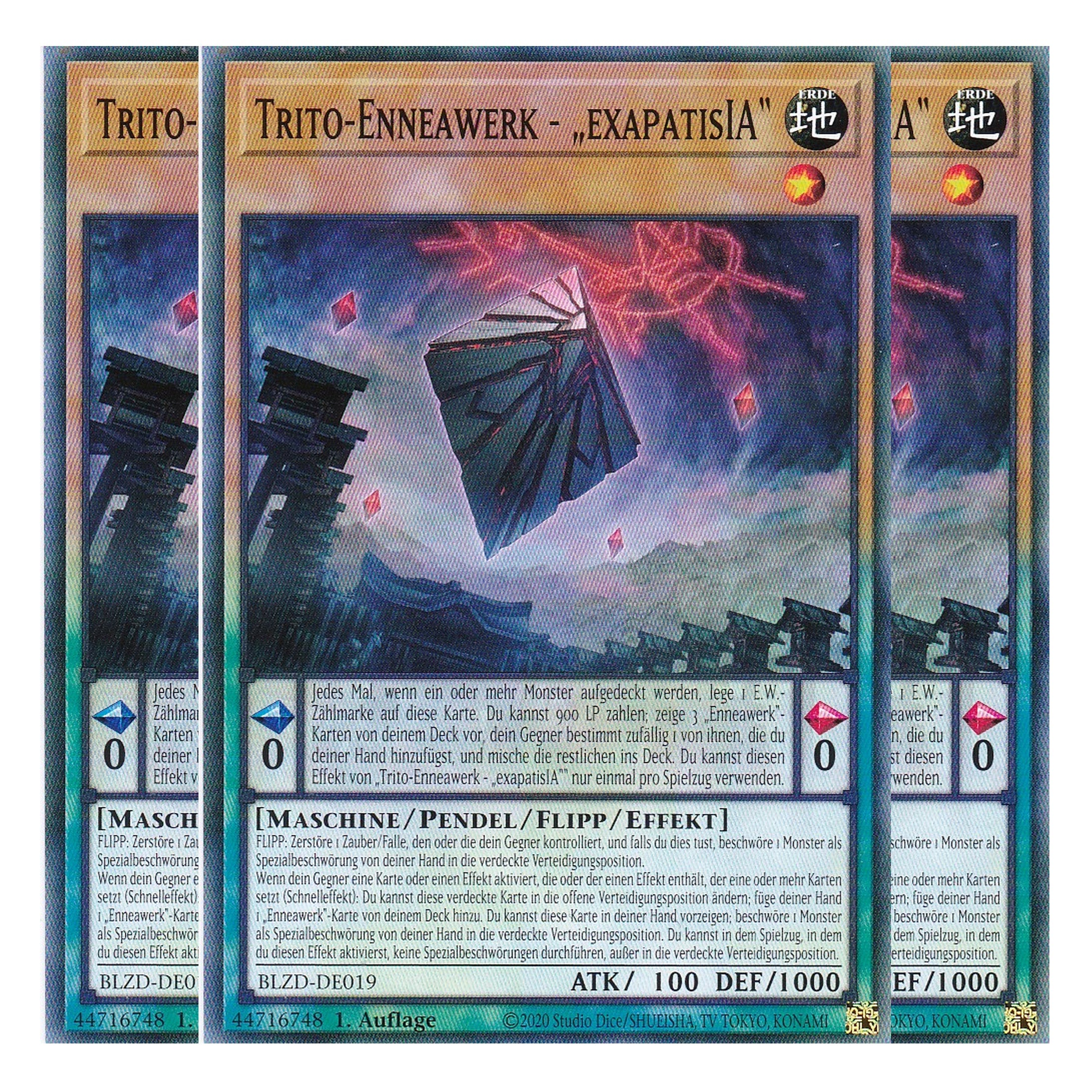 Trito-Enneawerk - „exapatisIA“  - Common - Deutsch - BLZD-DE019 - 1. Auflage - Blazing Dominion - Playset (3 Kopien) - Yu-Gi-Oh!