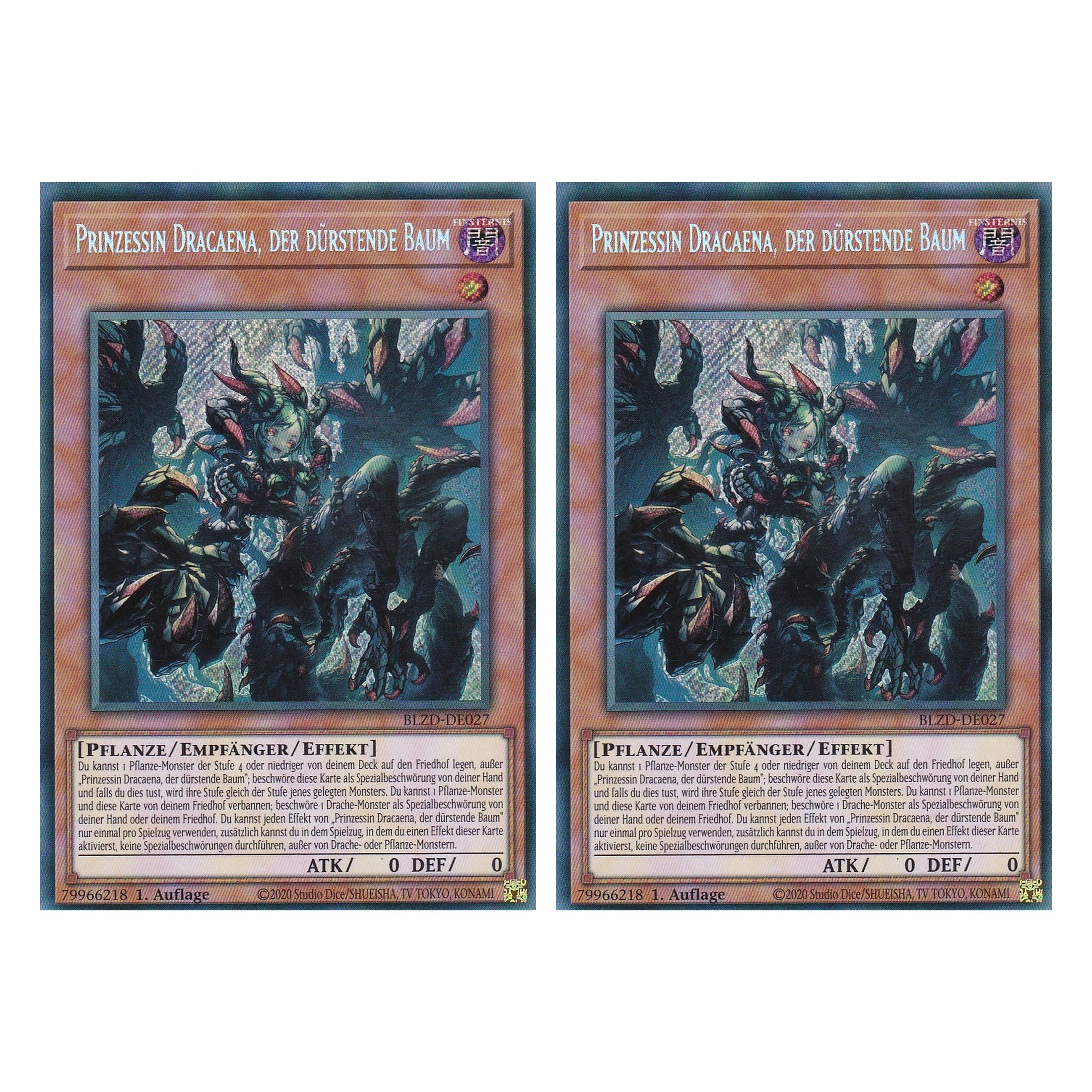 Prinzessin Dracaena, der dürstende Baum  - Secret Rare - Deutsch - BLZD-DE027 - 1. Auflage - Blazing Dominion - Duo Set (2 Stück) - Yu-Gi-Oh!
