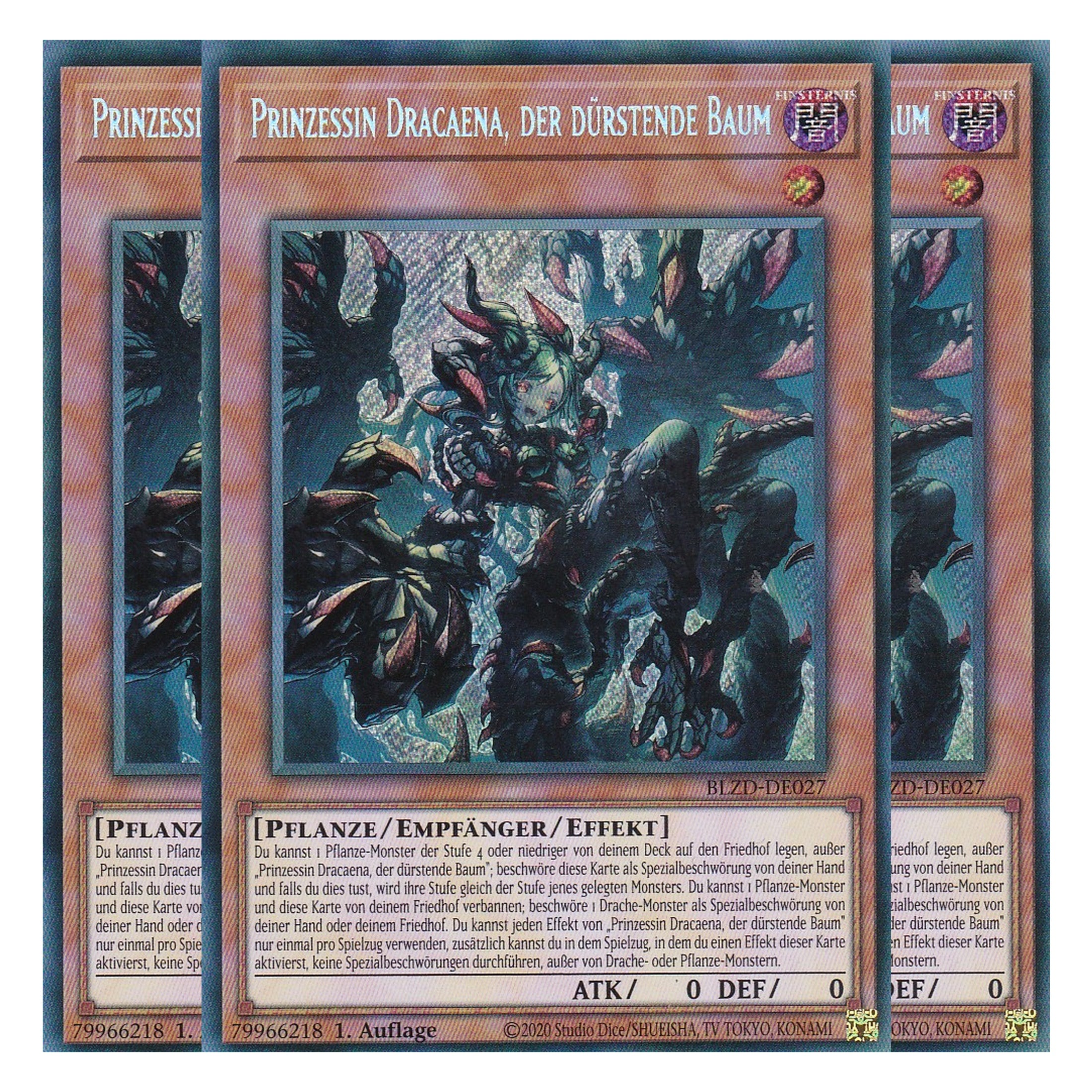 Prinzessin Dracaena, der dürstende Baum  - Secret Rare - Deutsch - BLZD-DE027 - 1. Auflage - Blazing Dominion - Playset (3 Kopien) - Yu-Gi-Oh!