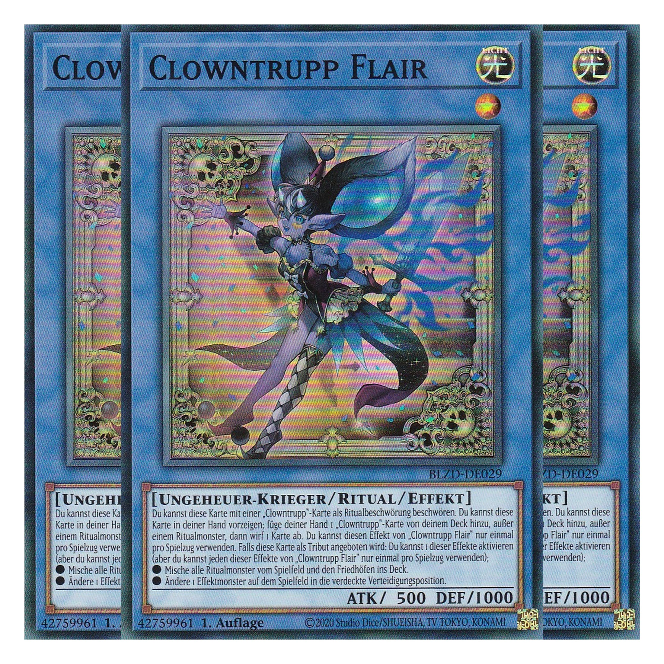 Clowntrupp Flair  - Super Rare - Deutsch - BLZD-DE029 - 1. Auflage - Blazing Dominion - Playset (3 Kopien) - Yu-Gi-Oh!