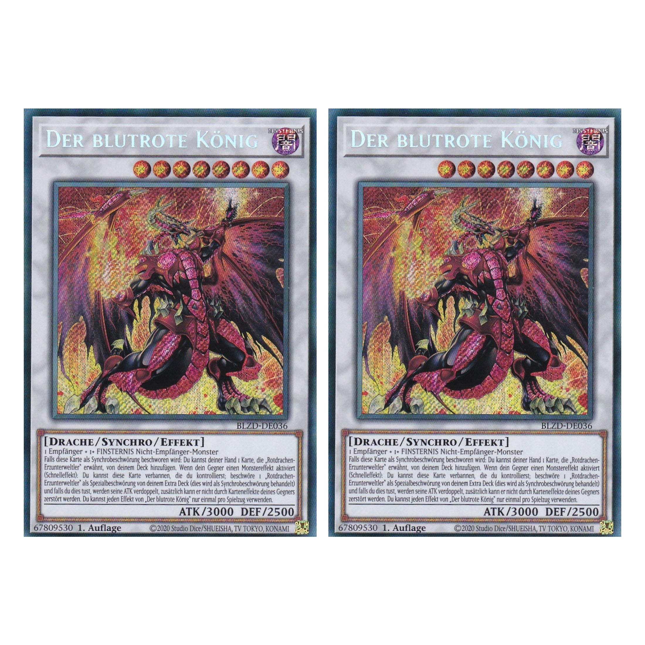 Der blutrote König  - Secret Rare - Deutsch - BLZD-DE036 - 1. Auflage - Blazing Dominion - Duo Set (2 Stück) - Yu-Gi-Oh!