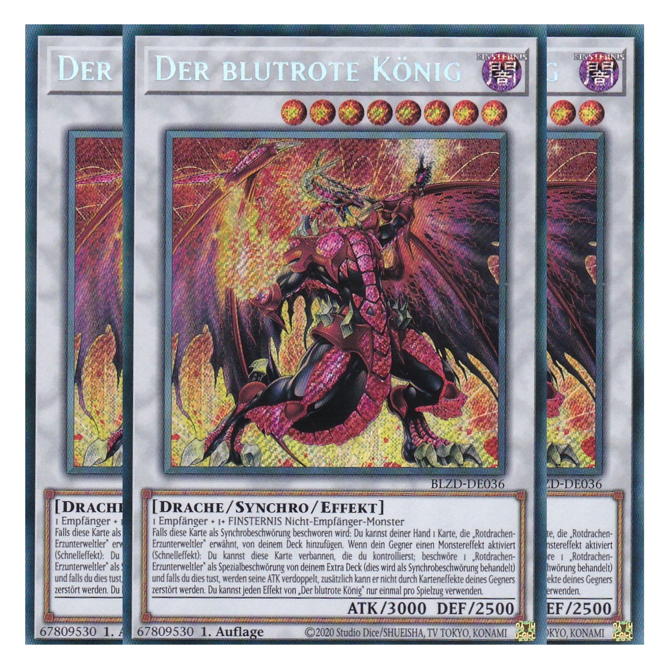 Der blutrote König  - Secret Rare - Deutsch - BLZD-DE036 - 1. Auflage - Blazing Dominion - Playset (3 Kopien) - Yu-Gi-Oh!