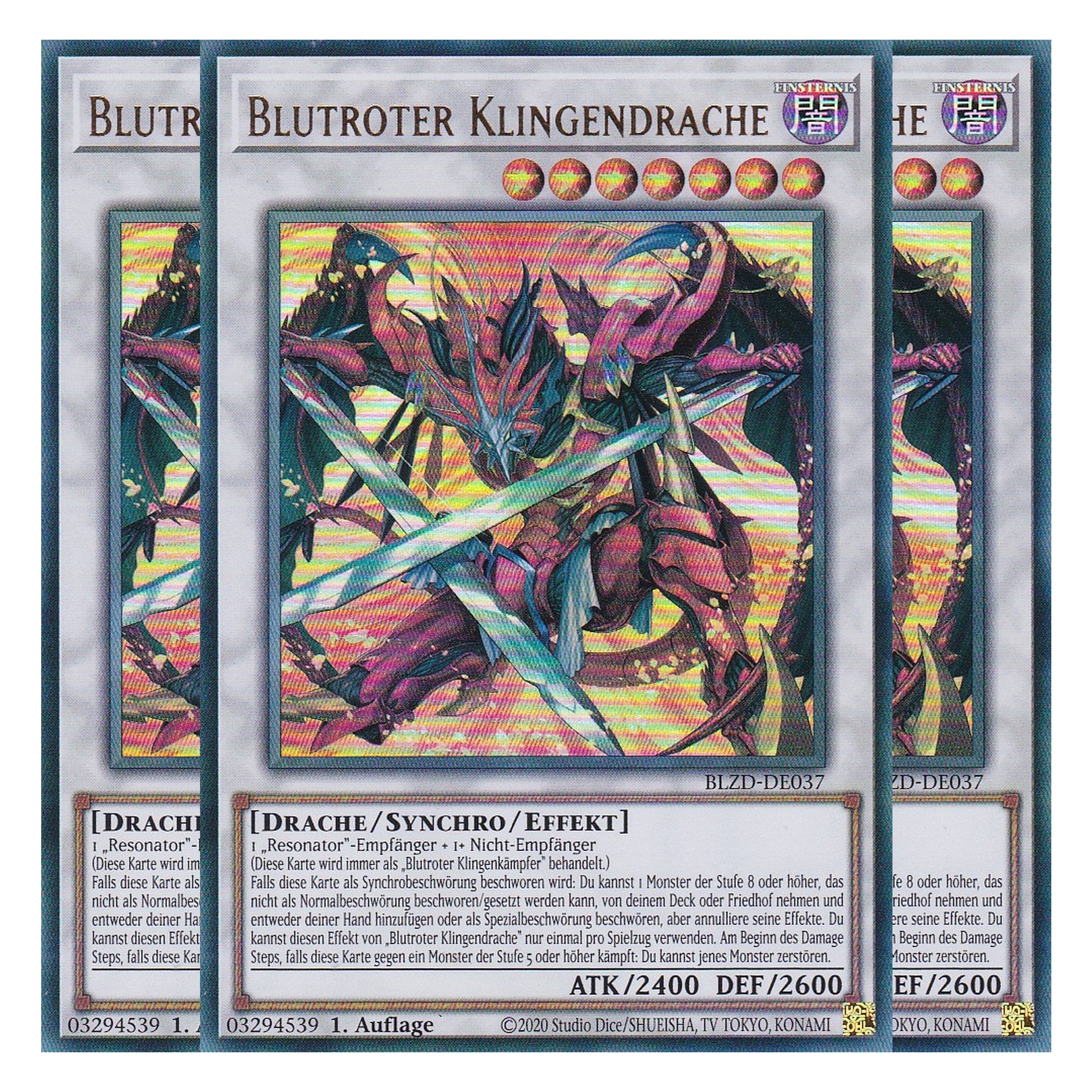 Blutroter Klingendrache  - Ultra Rare - Deutsch - BLZD-DE037 - 1. Auflage - Blazing Dominion - Playset (3 Kopien) - Yu-Gi-Oh!