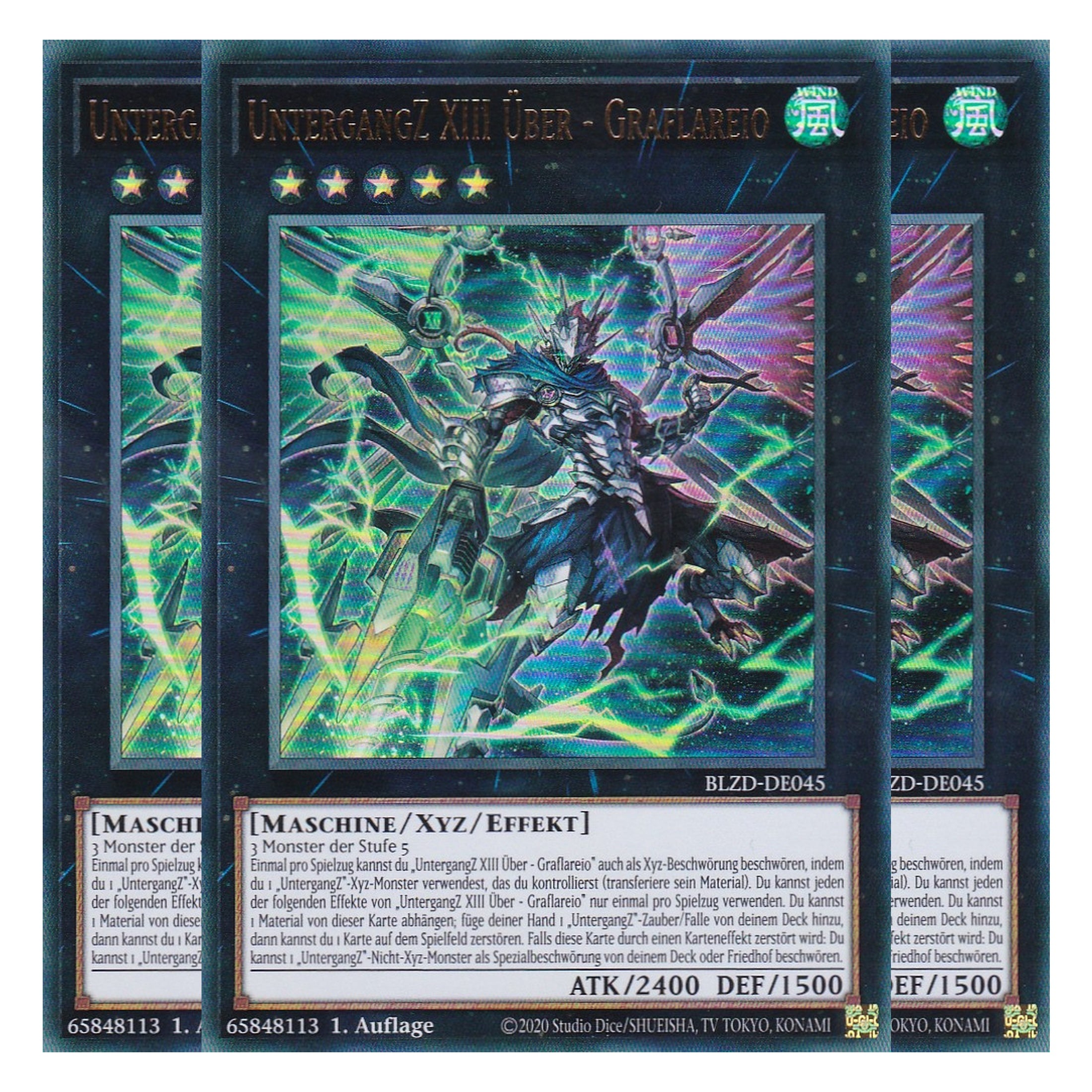 UntergangZ XIII Über - Graflareio  - Ultra Rare - Deutsch - BLZD-DE045 - 1. Auflage - Blazing Dominion - Playset (3 Kopien) - Yu-Gi-Oh!