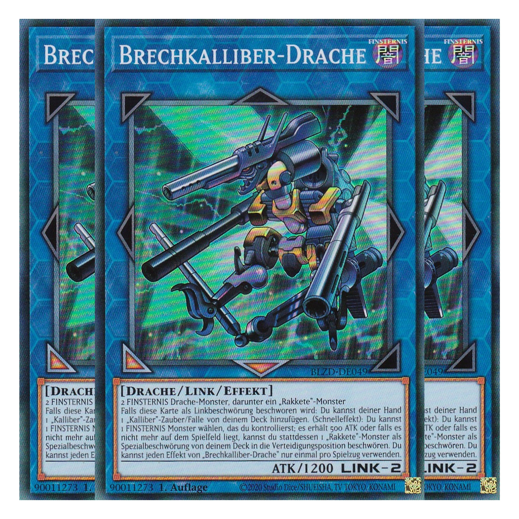 Brechkalliber-Drache  - Super Rare - Deutsch - BLZD-DE049 - 1. Auflage - Blazing Dominion - Playset (3 Kopien) - Yu-Gi-Oh!