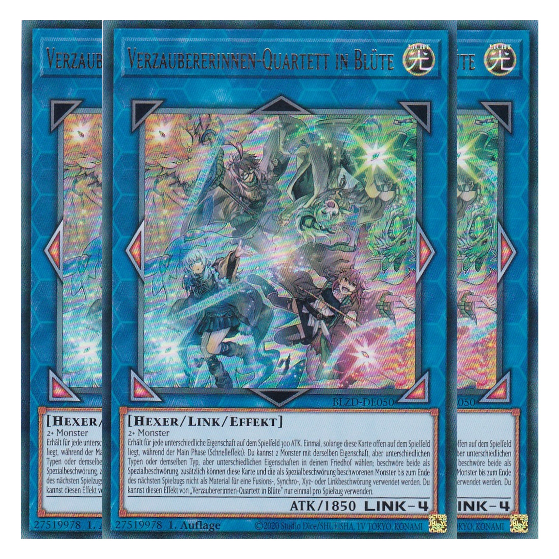 Verzaubererinnen-Quartett in Blüte  - Ultra Rare - Deutsch - BLZD-DE050 - 1. Auflage - Blazing Dominion - Playset (3 Kopien) - Yu-Gi-Oh!