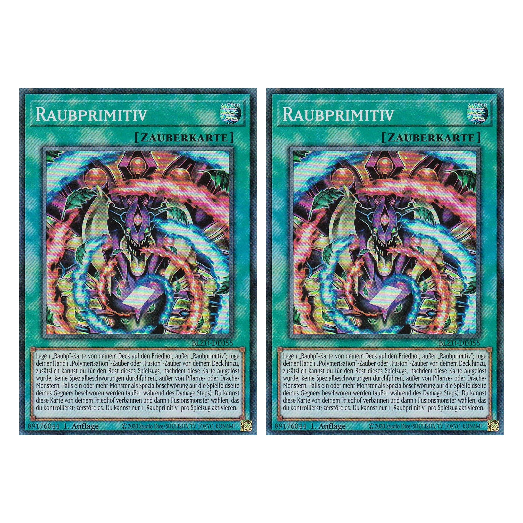 Raubprimitiv  - Super Rare - Deutsch - BLZD-DE055 - 1. Auflage - Blazing Dominion - Duo Set (2 Stück) - Yu-Gi-Oh!