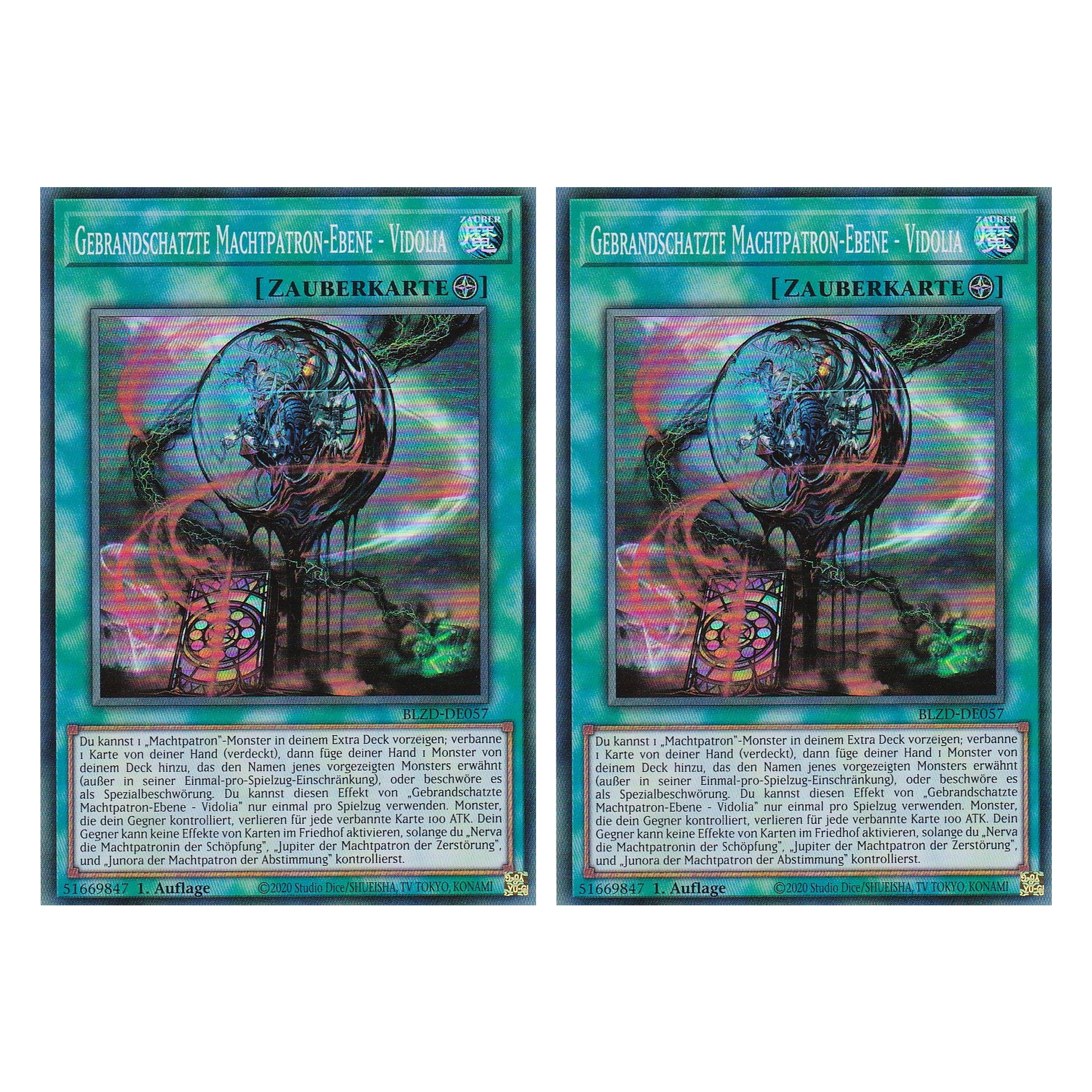 Gebrandschatzte Machtpatron-Ebene - Vidolia  - Super Rare - Deutsch - BLZD-DE057 - 1. Auflage - Blazing Dominion - Duo Set (2 Stück) - Yu-Gi-Oh!