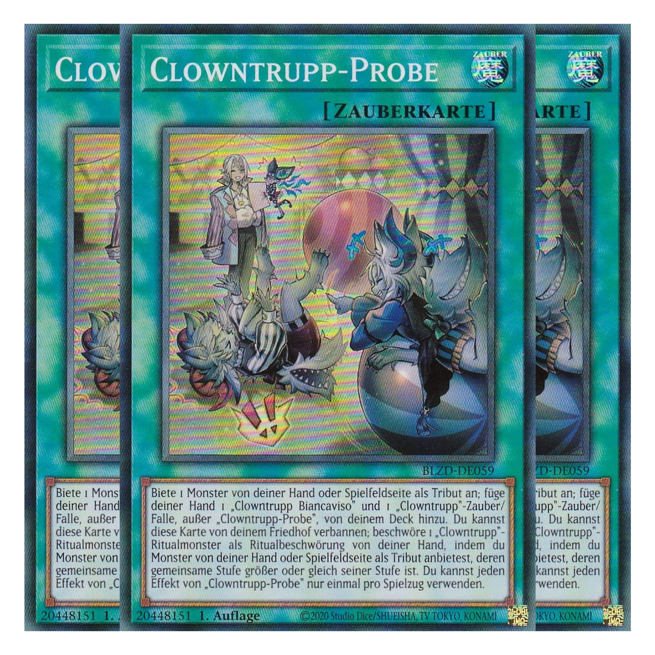 Clowntrupp-Probe  - Super Rare - Deutsch - BLZD-DE059 - 1. Auflage - Blazing Dominion - Playset (3 Kopien) - Yu-Gi-Oh!