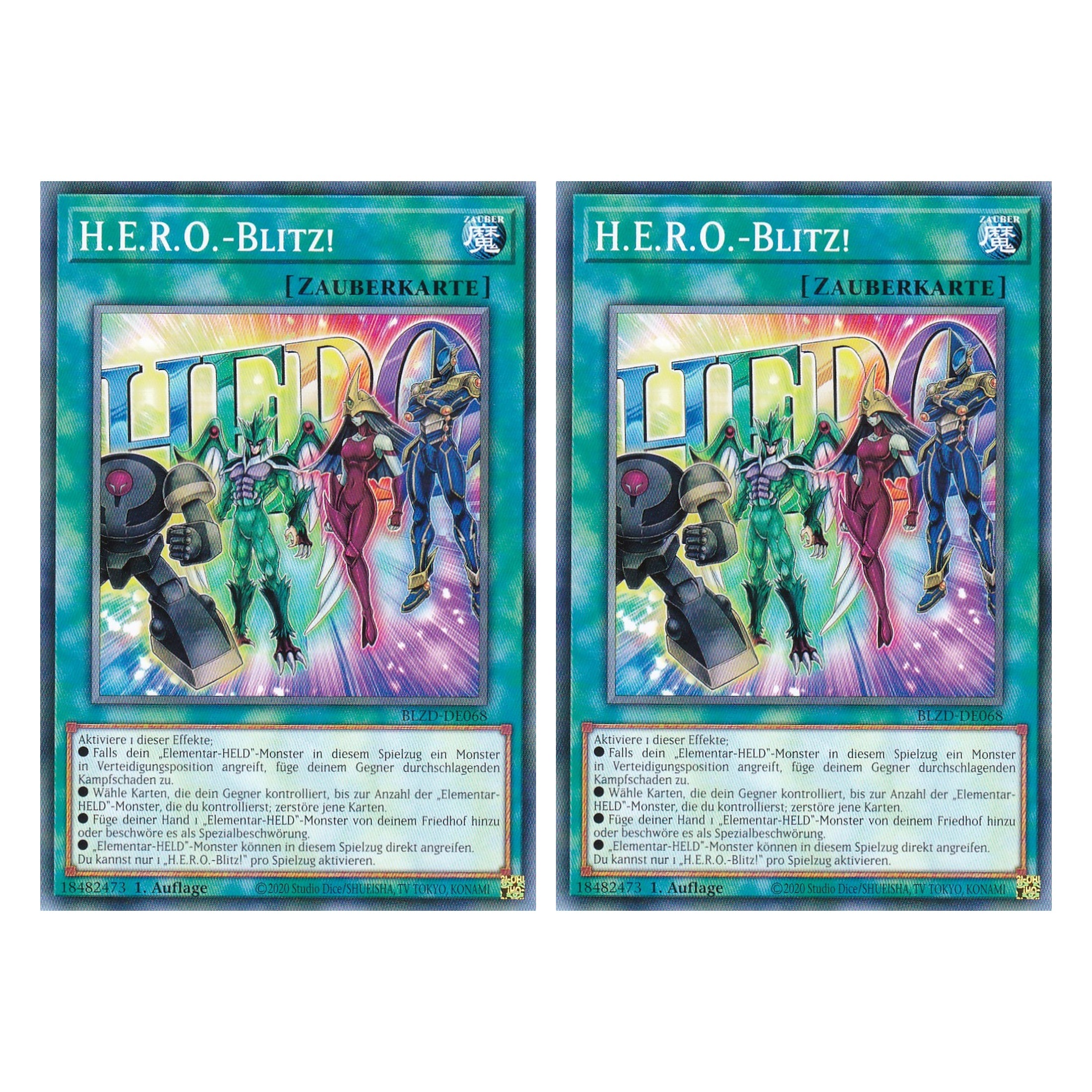 H.E.R.O.-Blitz!  - Common - Deutsch - BLZD-DE068 - 1. Auflage - Blazing Dominion - Duo Set (2 Stück) - Yu-Gi-Oh!