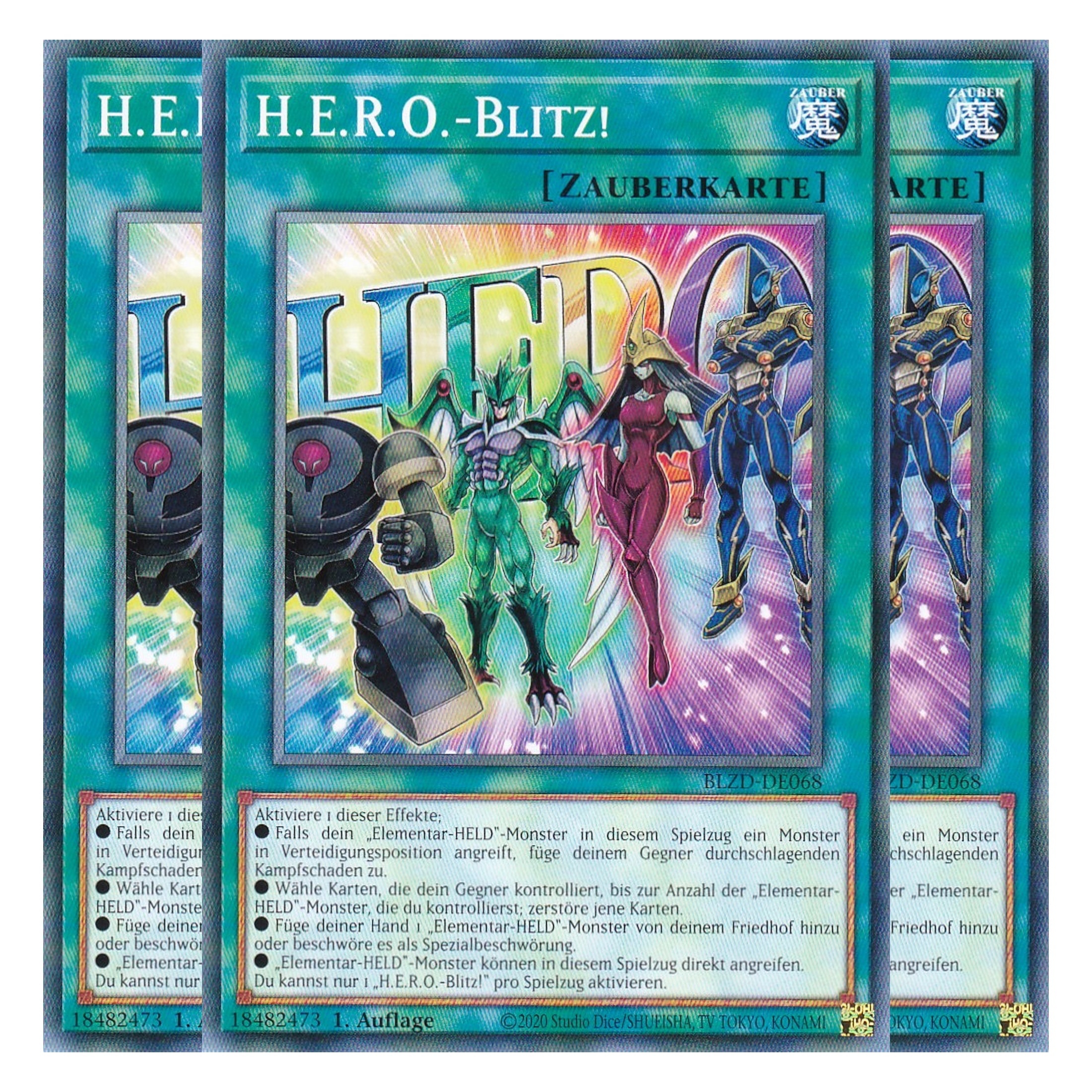 H.E.R.O.-Blitz!  - Common - Deutsch - BLZD-DE068 - 1. Auflage - Blazing Dominion - Playset (3 Kopien) - Yu-Gi-Oh!
