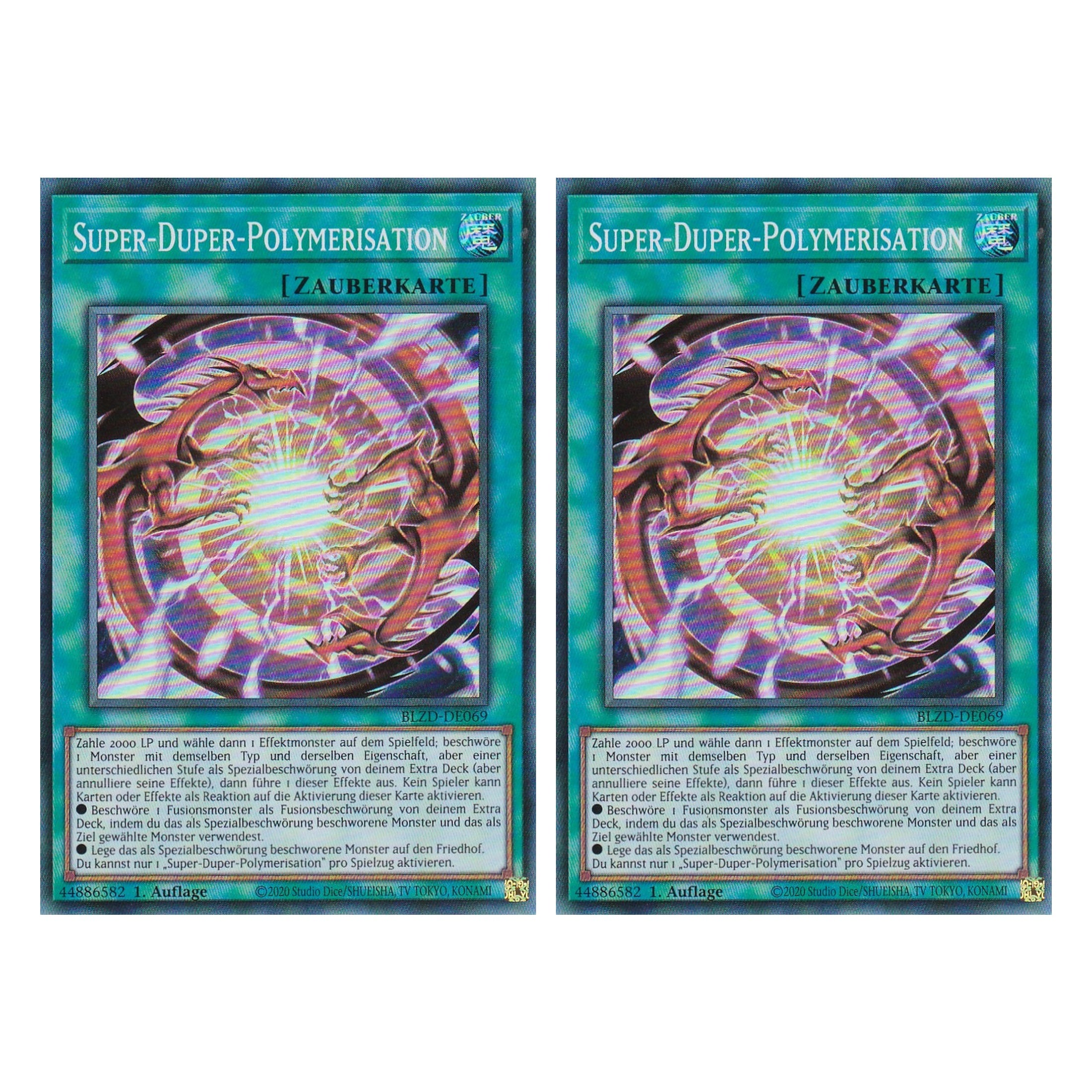 Super-Duper-Polymerisation  - Super Rare - Deutsch - BLZD-DE069 - 1. Auflage - Blazing Dominion - Duo Set (2 Stück) - Yu-Gi-Oh!