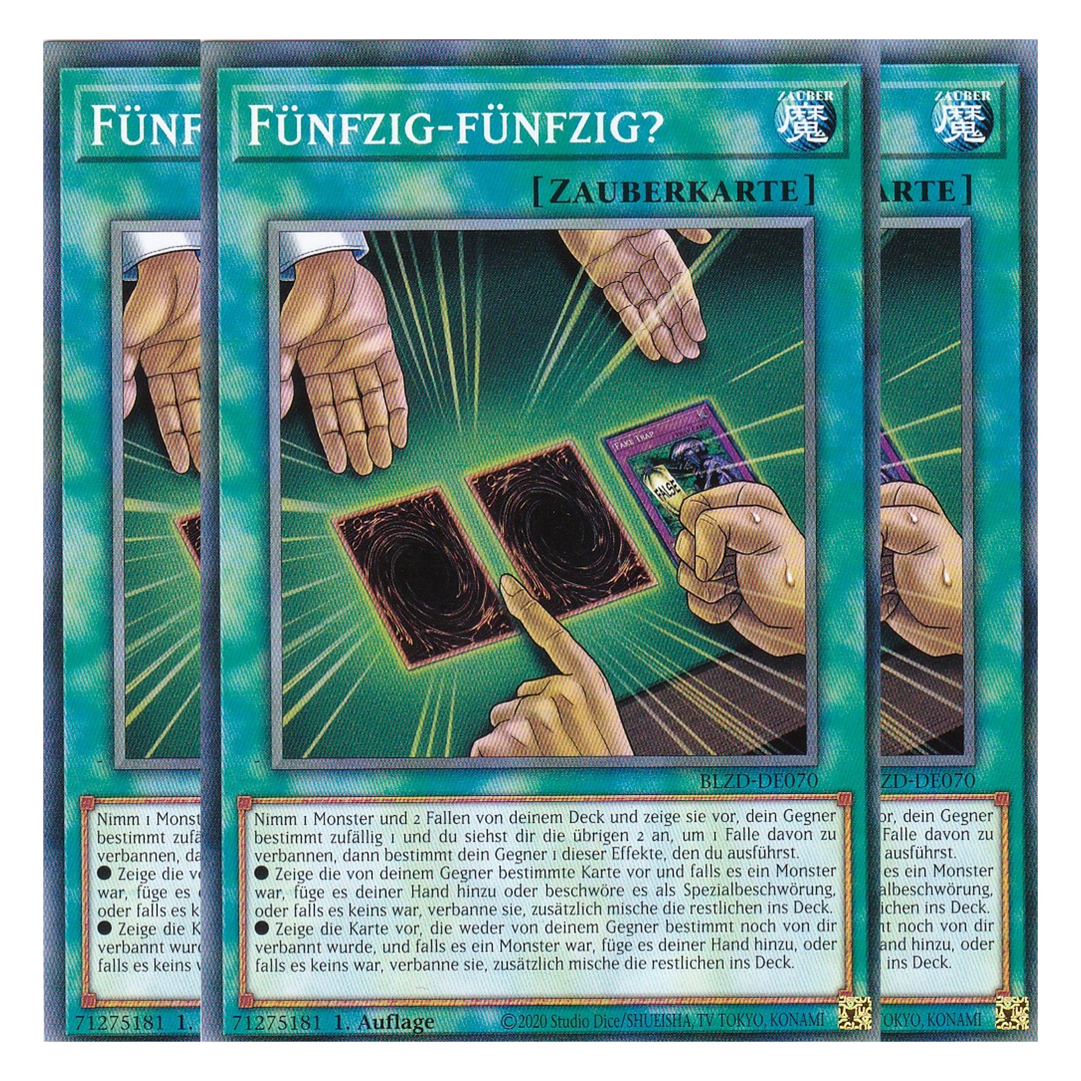 Fünfzig-fünfzig?  - Common - Deutsch - BLZD-DE070 - 1. Auflage - Blazing Dominion - Playset (3 Kopien) - Yu-Gi-Oh!