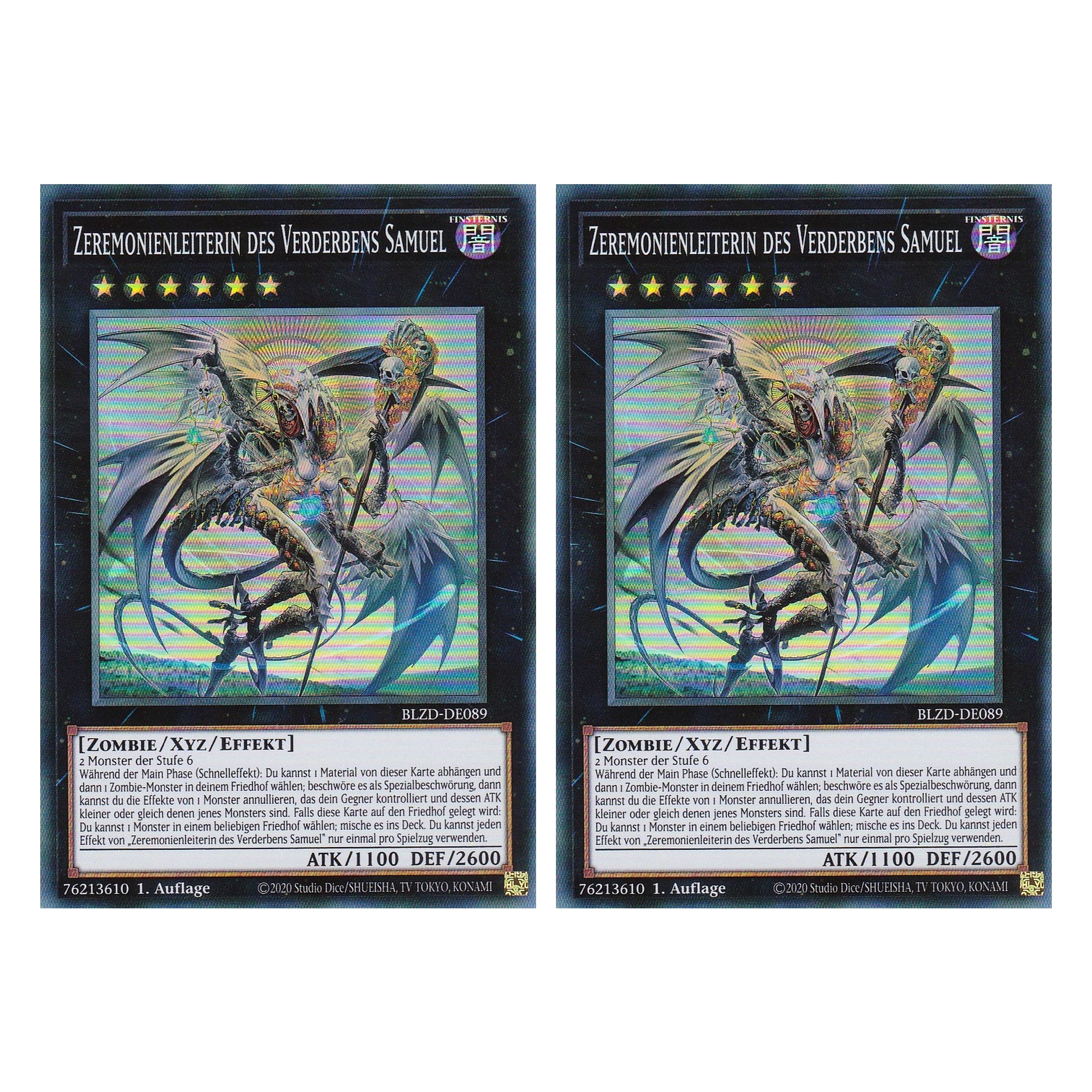 Zeremonienleiterin des Verderbens Samuel  - Super Rare - Deutsch - BLZD-DE089 - 1. Auflage - Blazing Dominion - Duo Set (2 Stück) - Yu-Gi-Oh!