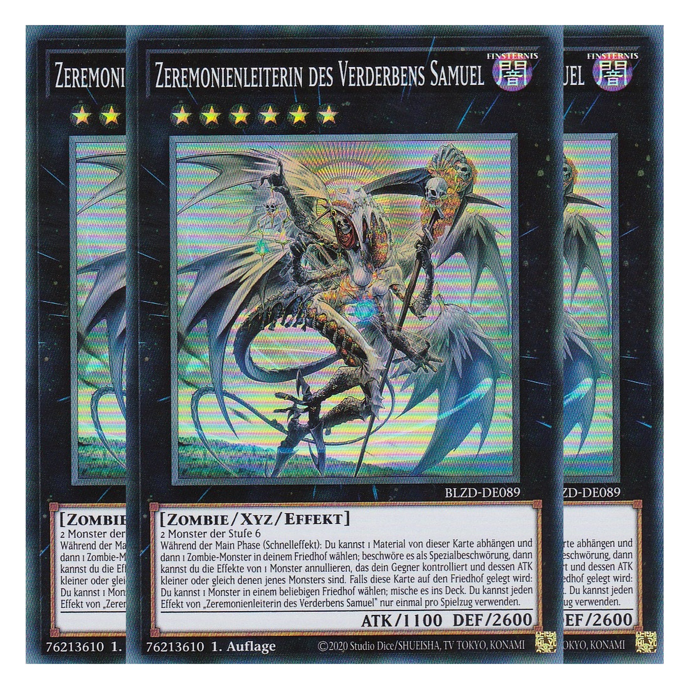 Zeremonienleiterin des Verderbens Samuel  - Super Rare - Deutsch - BLZD-DE089 - 1. Auflage - Blazing Dominion - Playset (3 Kopien) - Yu-Gi-Oh!