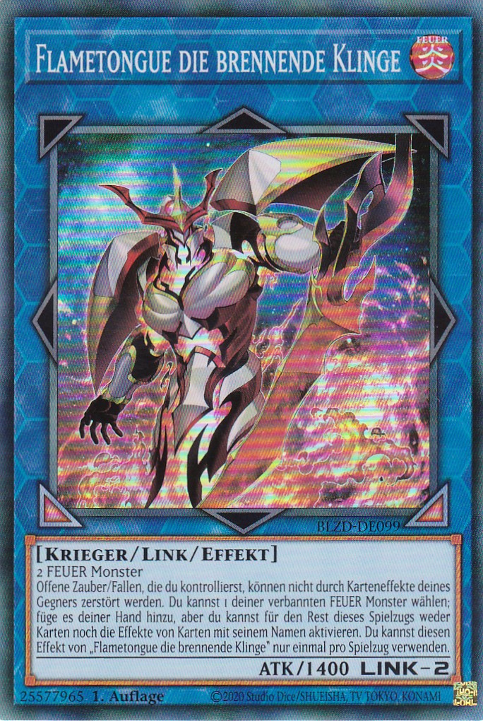 Flametongue die brennende Klinge  - Super Rare - Deutsch - BLZD-DE099 - 1. Auflage - Blazing Dominion - Yu-Gi-Oh!