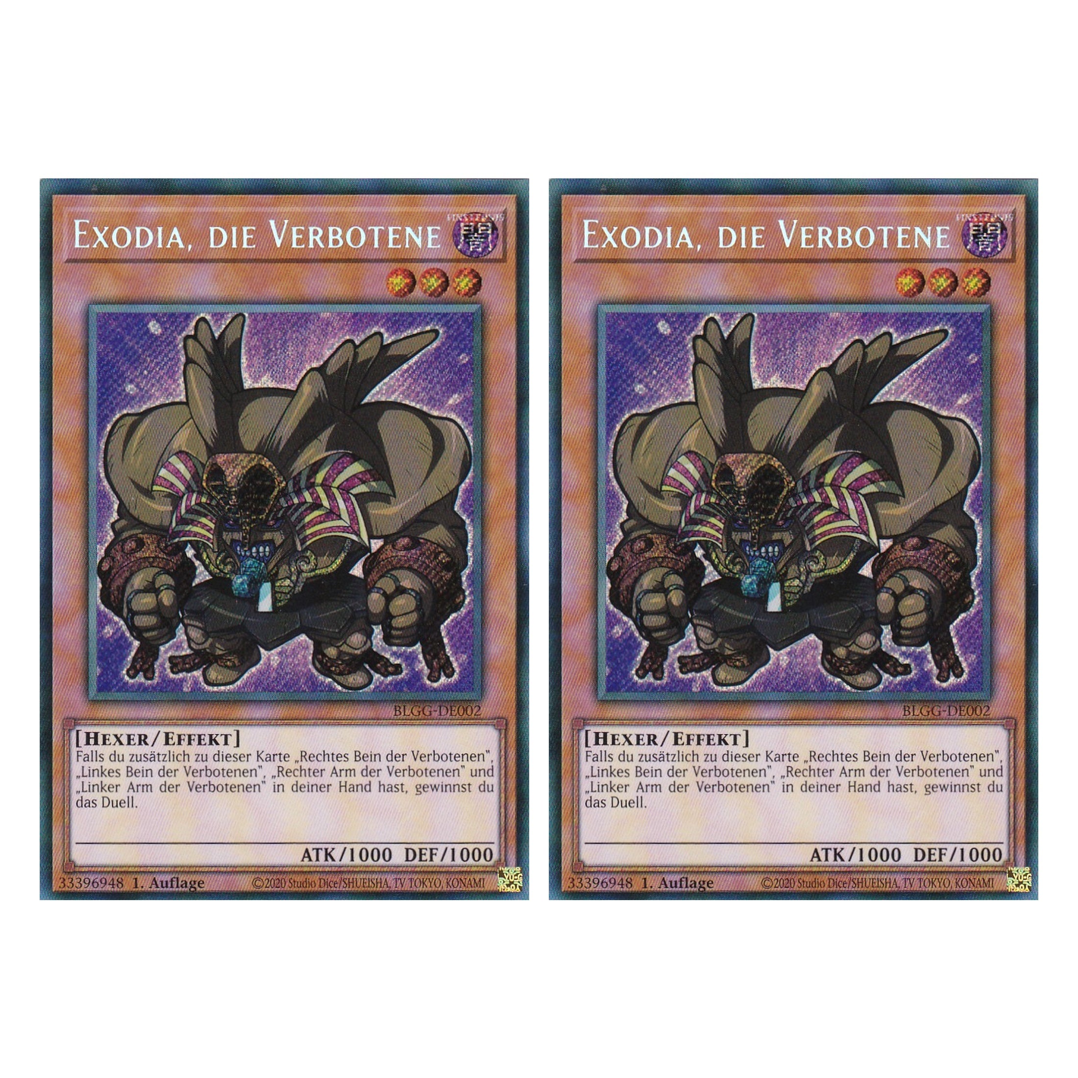 Exodia, die Verbotene - BLGG-DE002 - Secret Rare - Deutsch - 1. Auflage  - Battles of Legend: Glorious Gallery - Yu-Gi-Oh! - Duo Set (2 Stück)