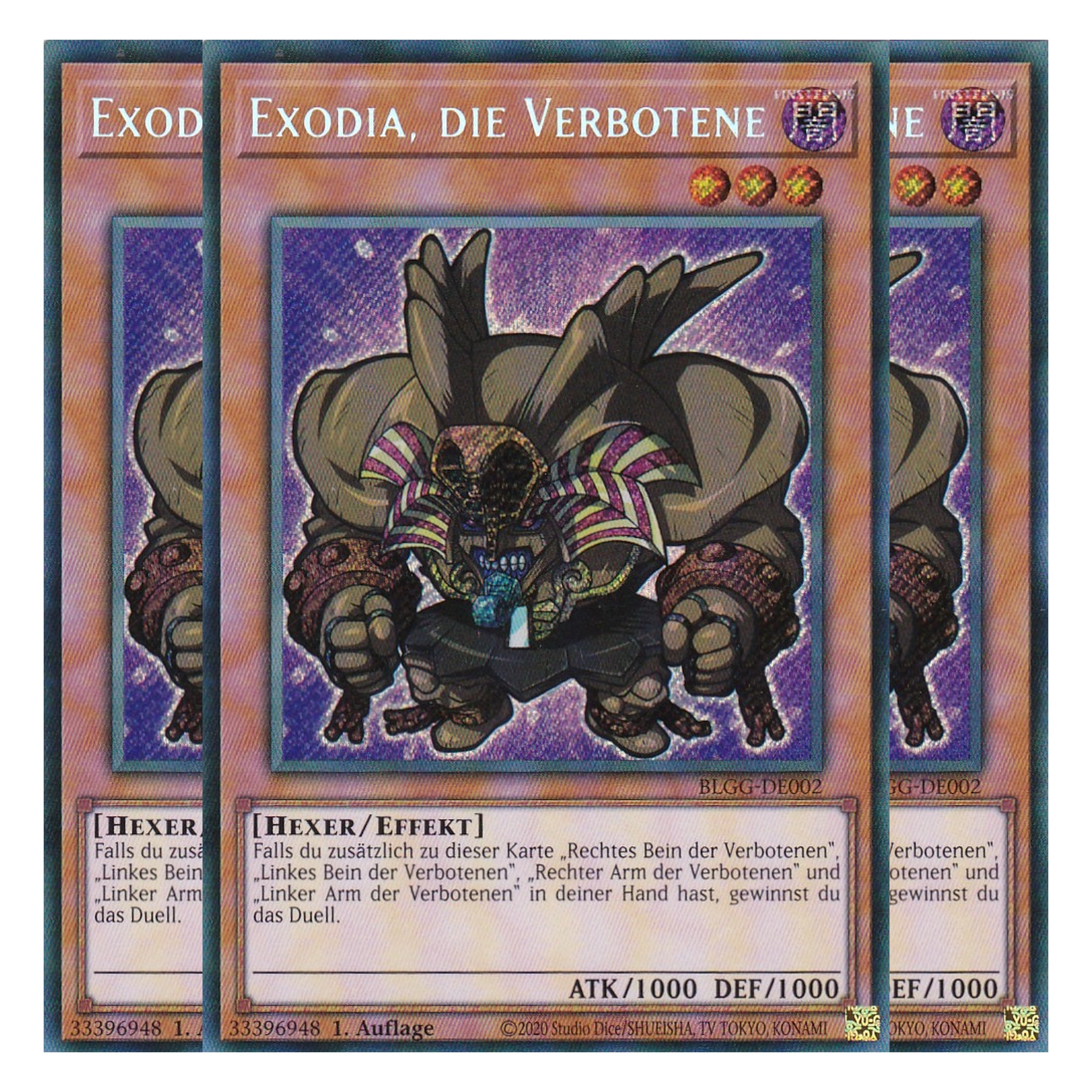 Exodia, die Verbotene - BLGG-DE002 - Secret Rare - Deutsch - 1. Auflage  - Battles of Legend: Glorious Gallery - Yu-Gi-Oh! - Playset (3 Kopien)