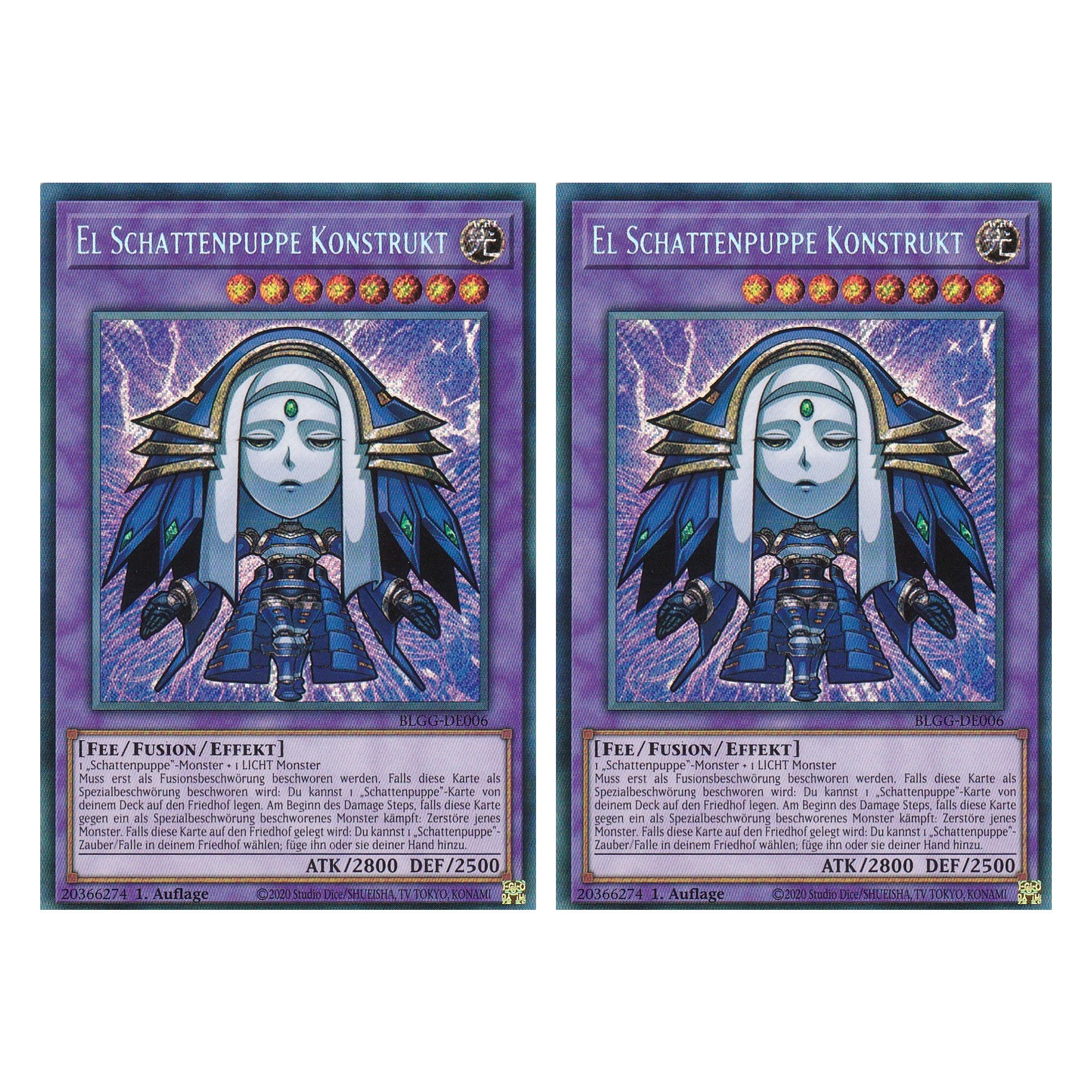 El Schattenpuppe Konstrukt - BLGG-DE006 - Secret Rare - Deutsch - 1. Auflage  - Battles of Legend: Glorious Gallery - Yu-Gi-Oh! - Duo Set (2 Stück)