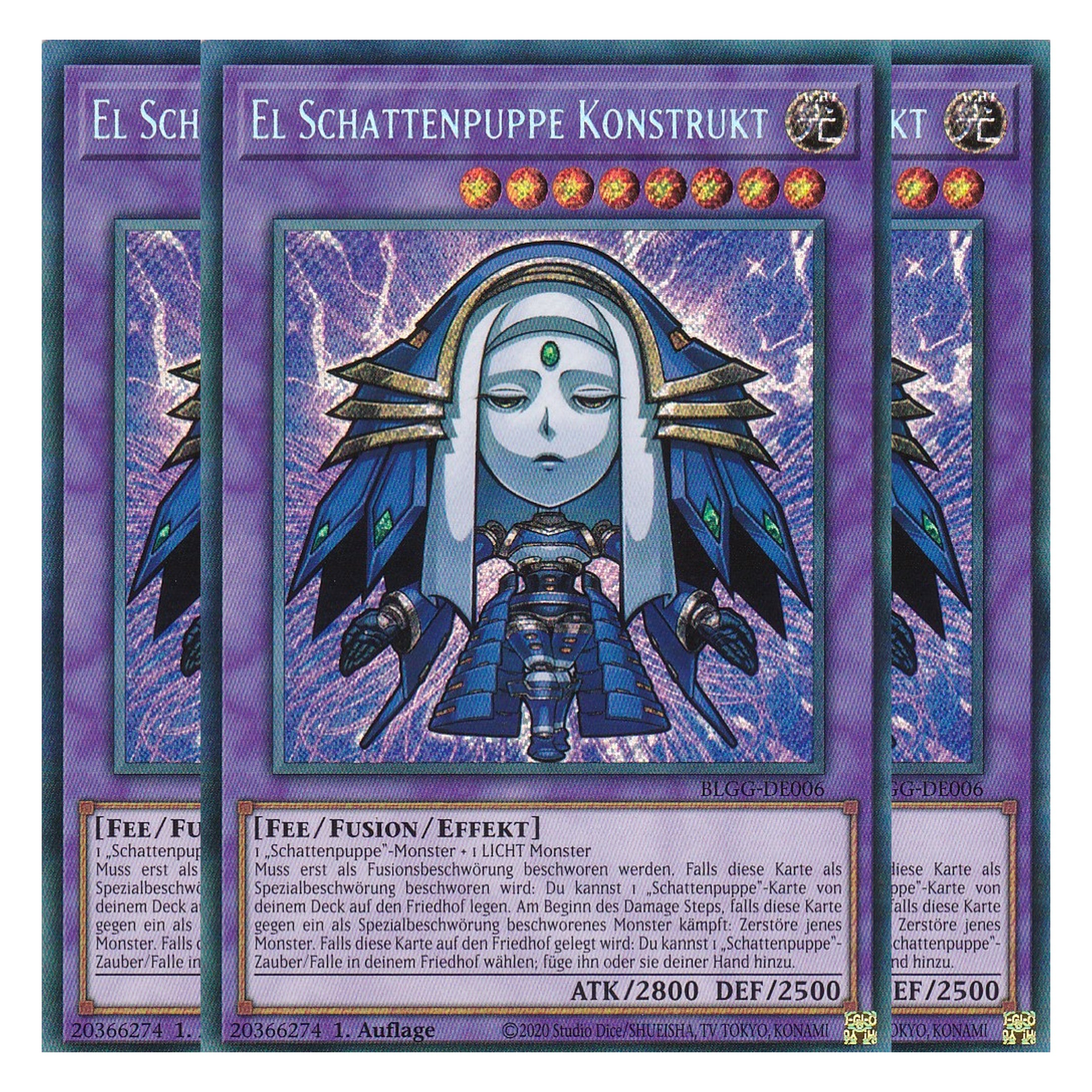 El Schattenpuppe Konstrukt - BLGG-DE006 - Secret Rare - Deutsch - 1. Auflage  - Battles of Legend: Glorious Gallery - Yu-Gi-Oh! - Playset (3 Kopien)