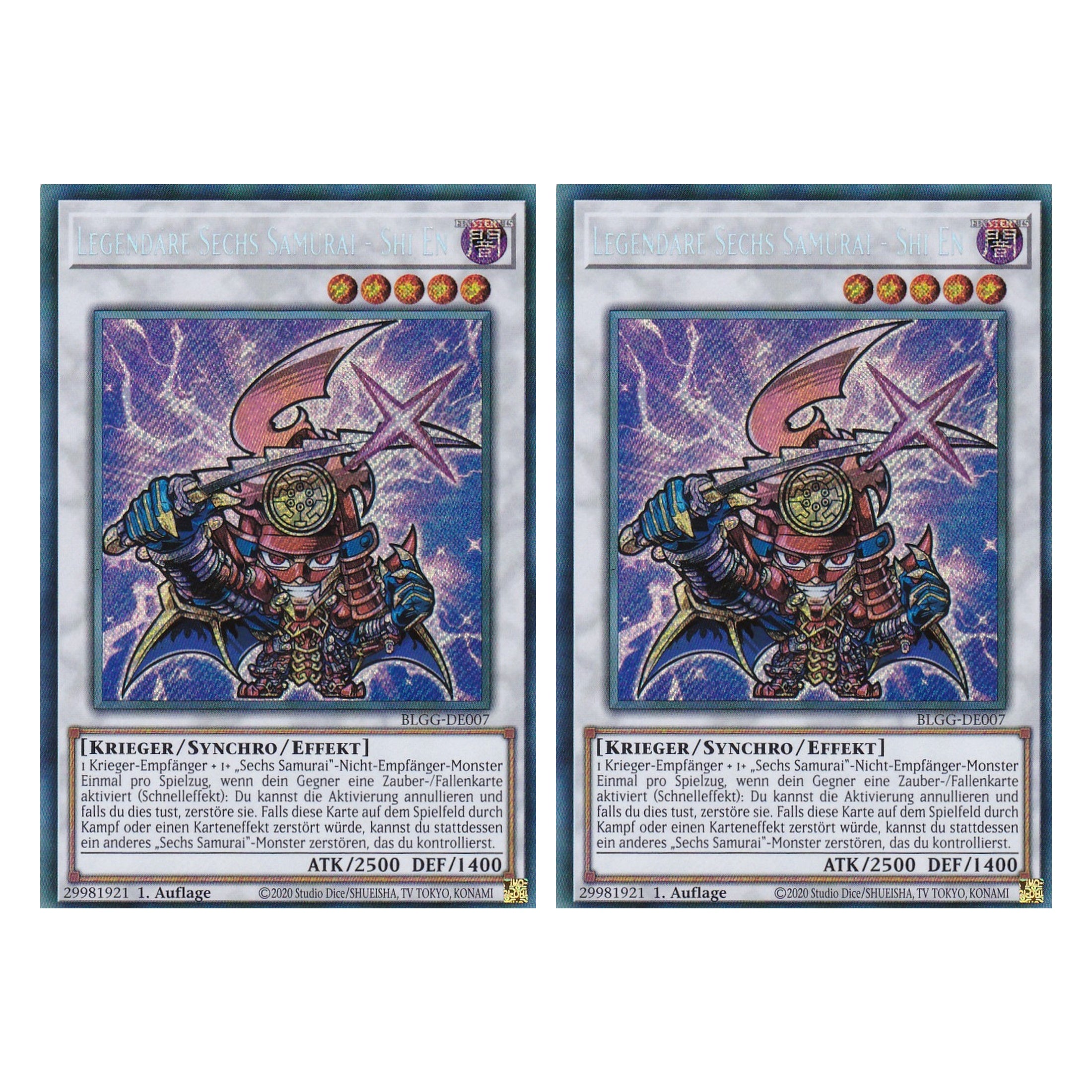 Legendäre Sechs Samurai - Shi En - BLGG-DE007 - Secret Rare - Deutsch - 1. Auflage  - Battles of Legend: Glorious Gallery - Yu-Gi-Oh! - Duo Set (2 Stück)