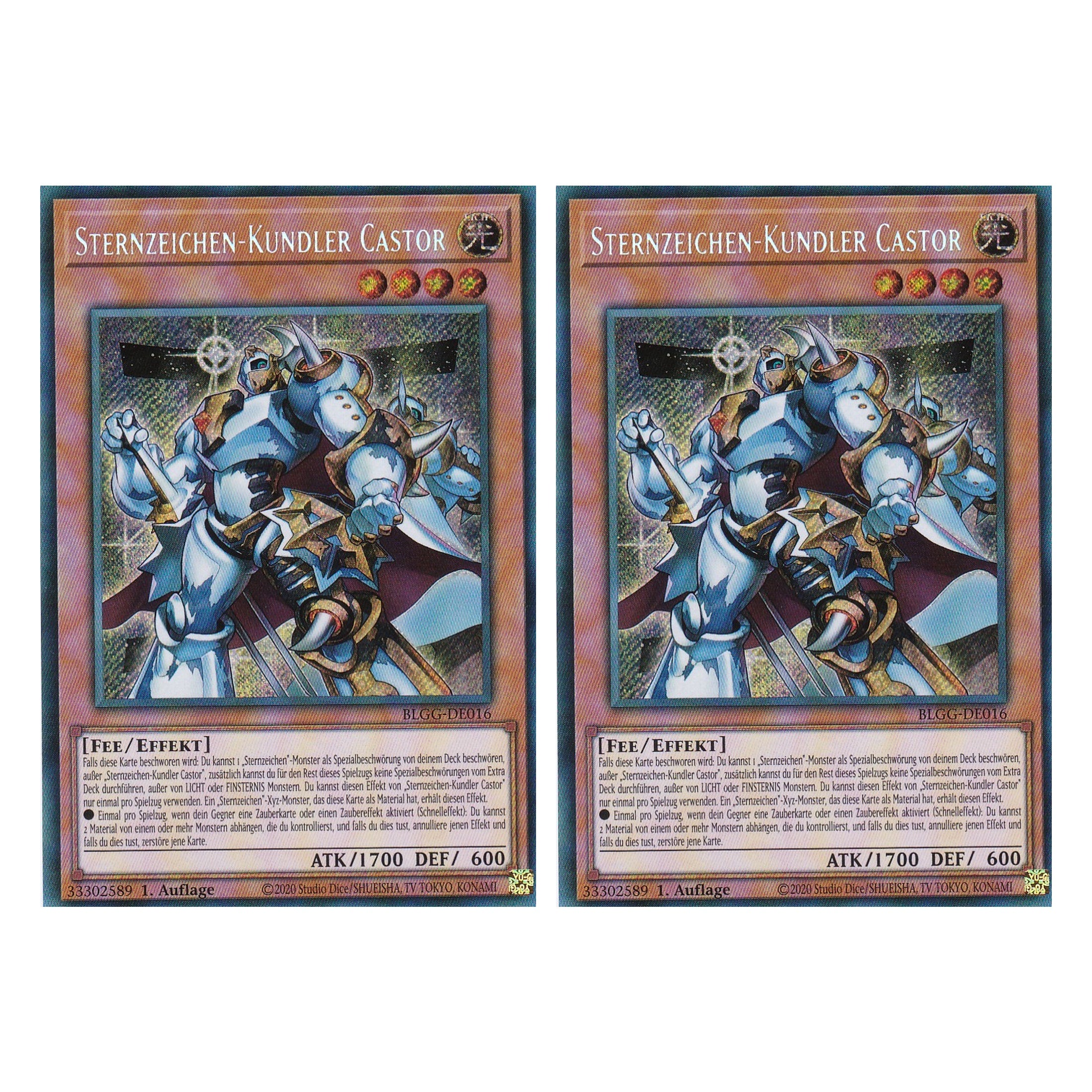 Sternzeichen-Kundler Castor - BLGG-DE016 - Secret Rare - Deutsch - 1. Auflage  - Battles of Legend: Glorious Gallery - Yu-Gi-Oh! - Duo Set (2 Stück)